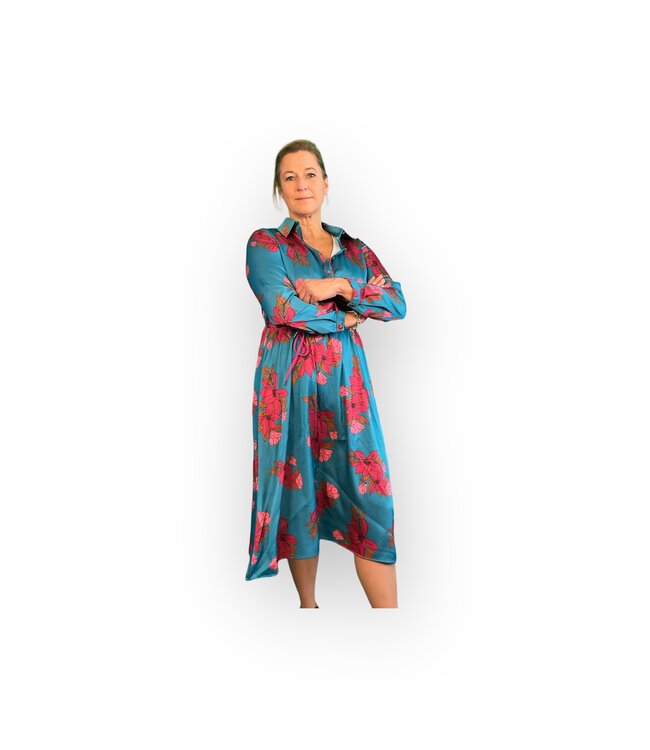 MON AMOUR Lange blousejurk met bloemmotief en koord
