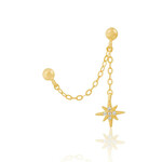 Carriez Gouden duo bolletjes oorbel met ketting en ster