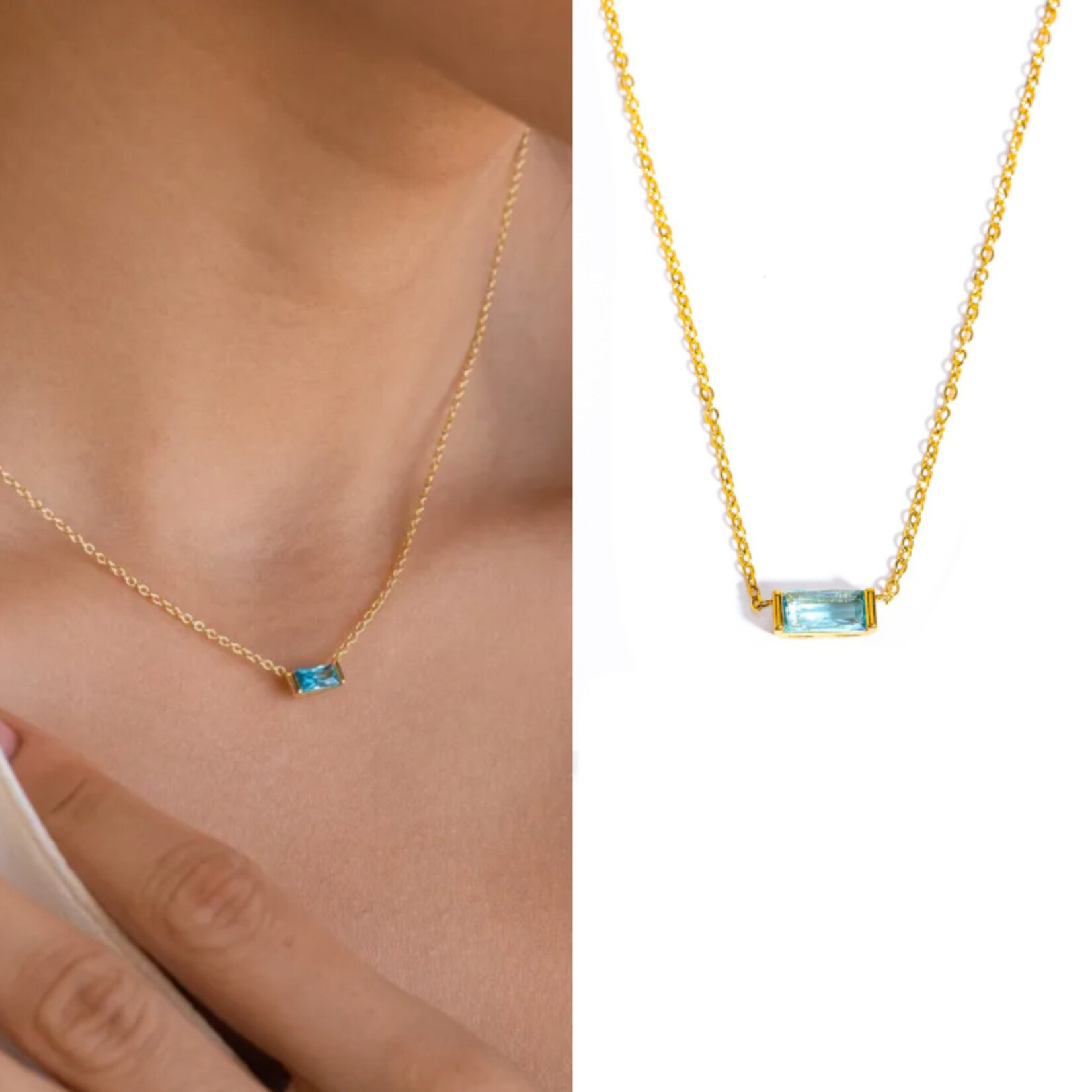 Carriez Aqua ketting gold plated stainless steel