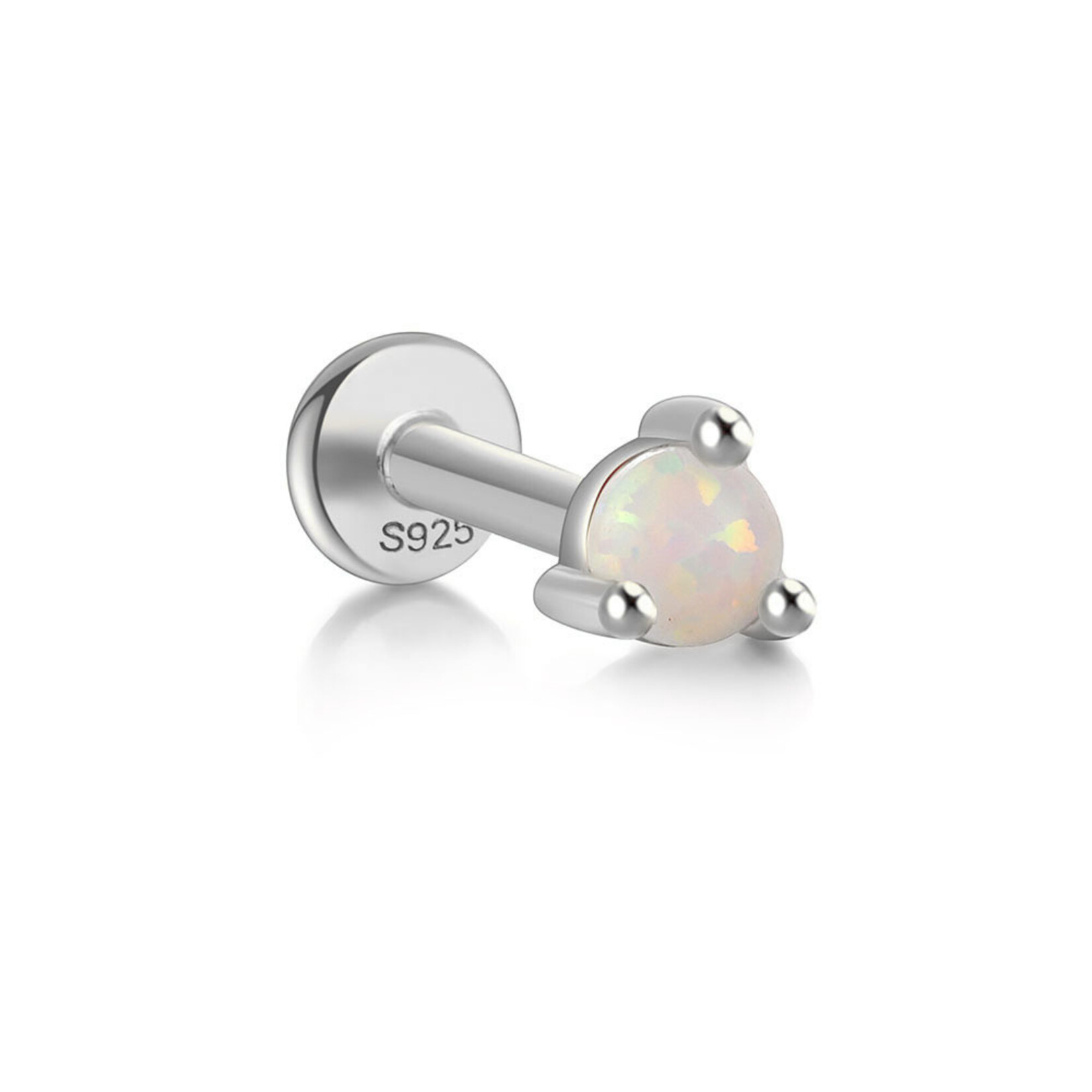 Carriez 925 zilveren piercing met ronde mini opaal