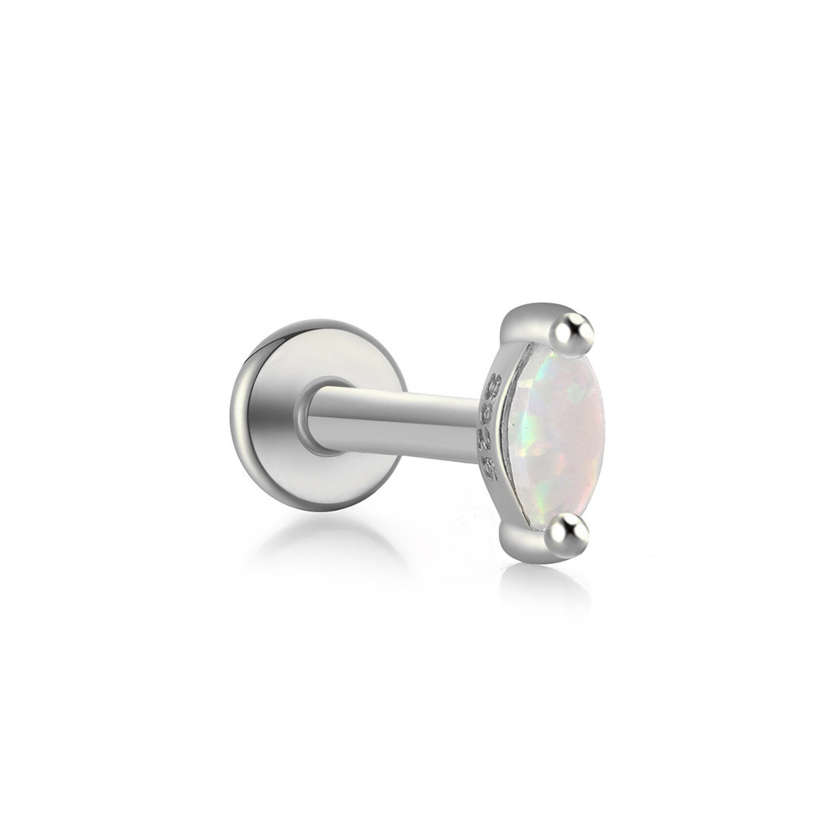 Carriez 925 zilveren piercing met ovalen mini opaal