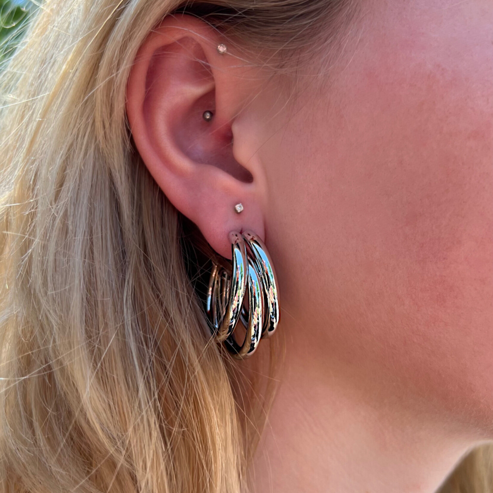 Carriez Triple oorringen zilver of gold plated - stainless steel