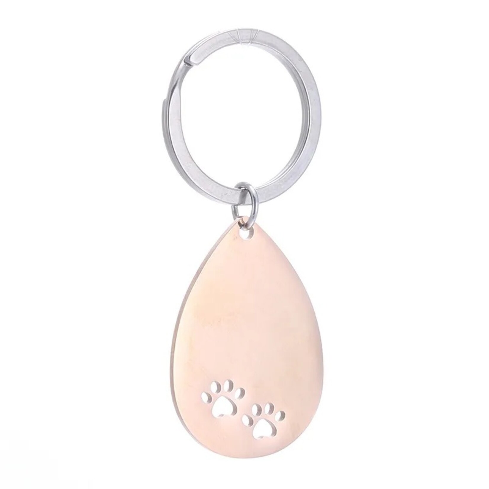 Carriez Stainless steel sleutelhanger rosé goud met pootafdrukken