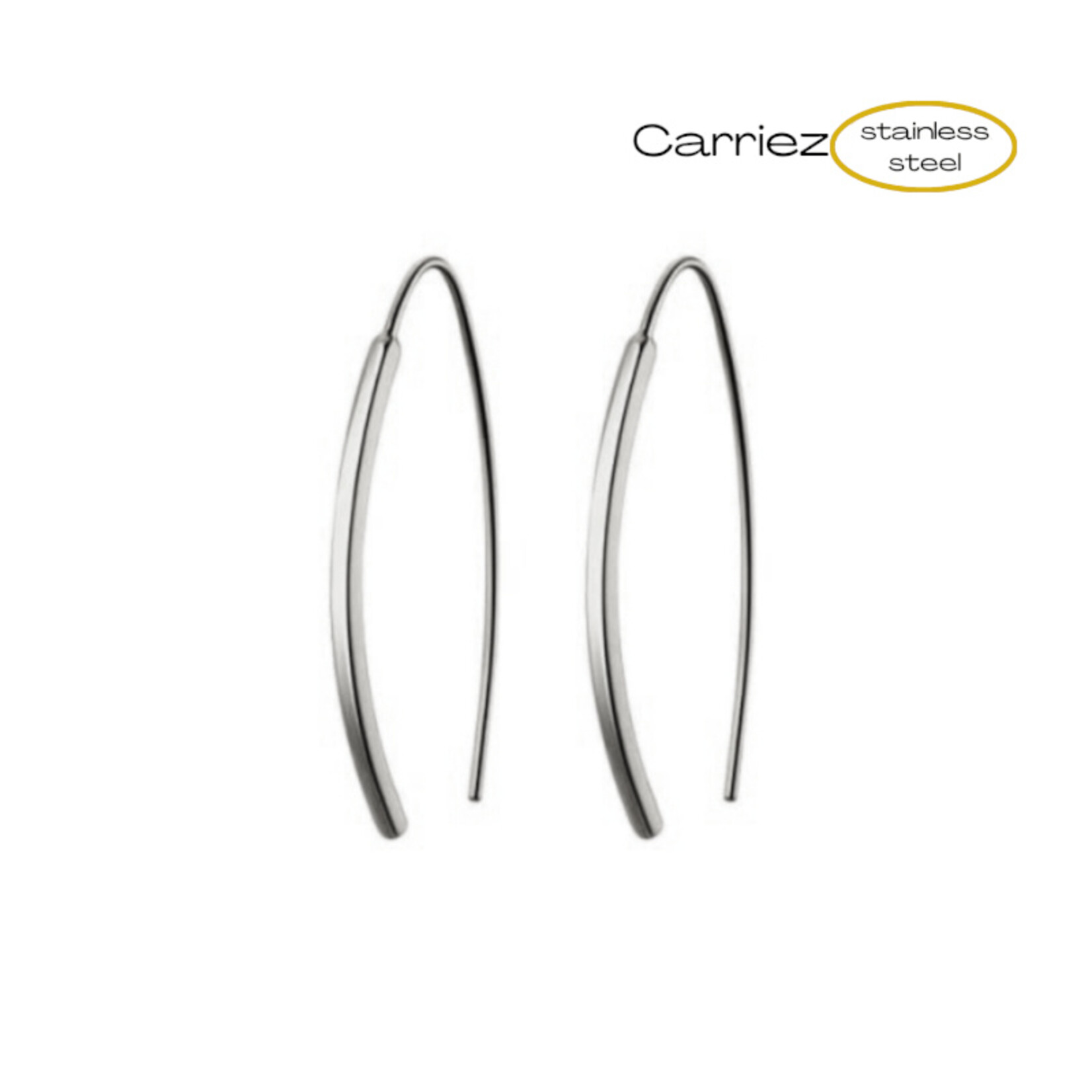 Carriez Haak oorhangers ovaal zilver - stainless steel