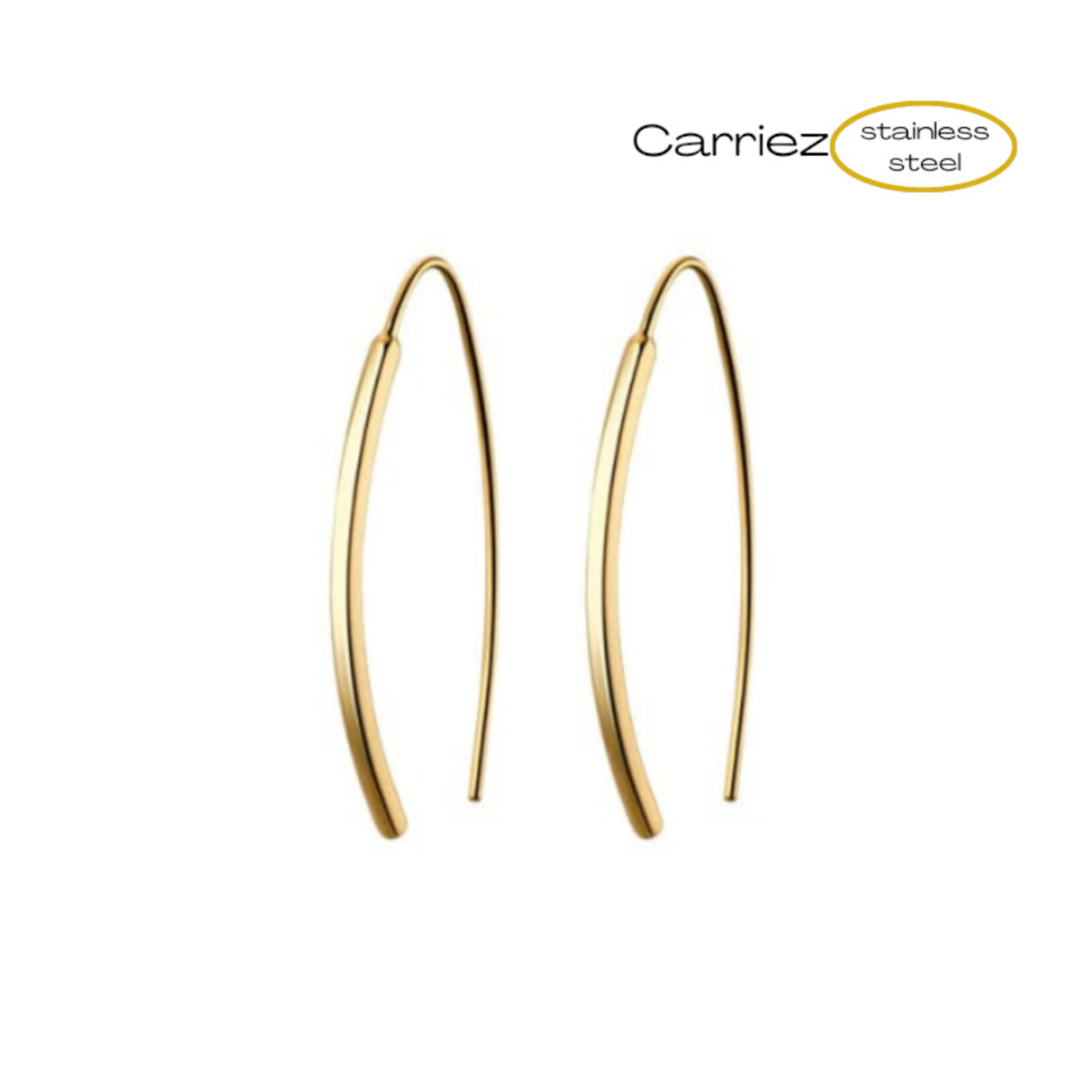 Carriez  gold plated ovalen haak oorhangers - stainless steel