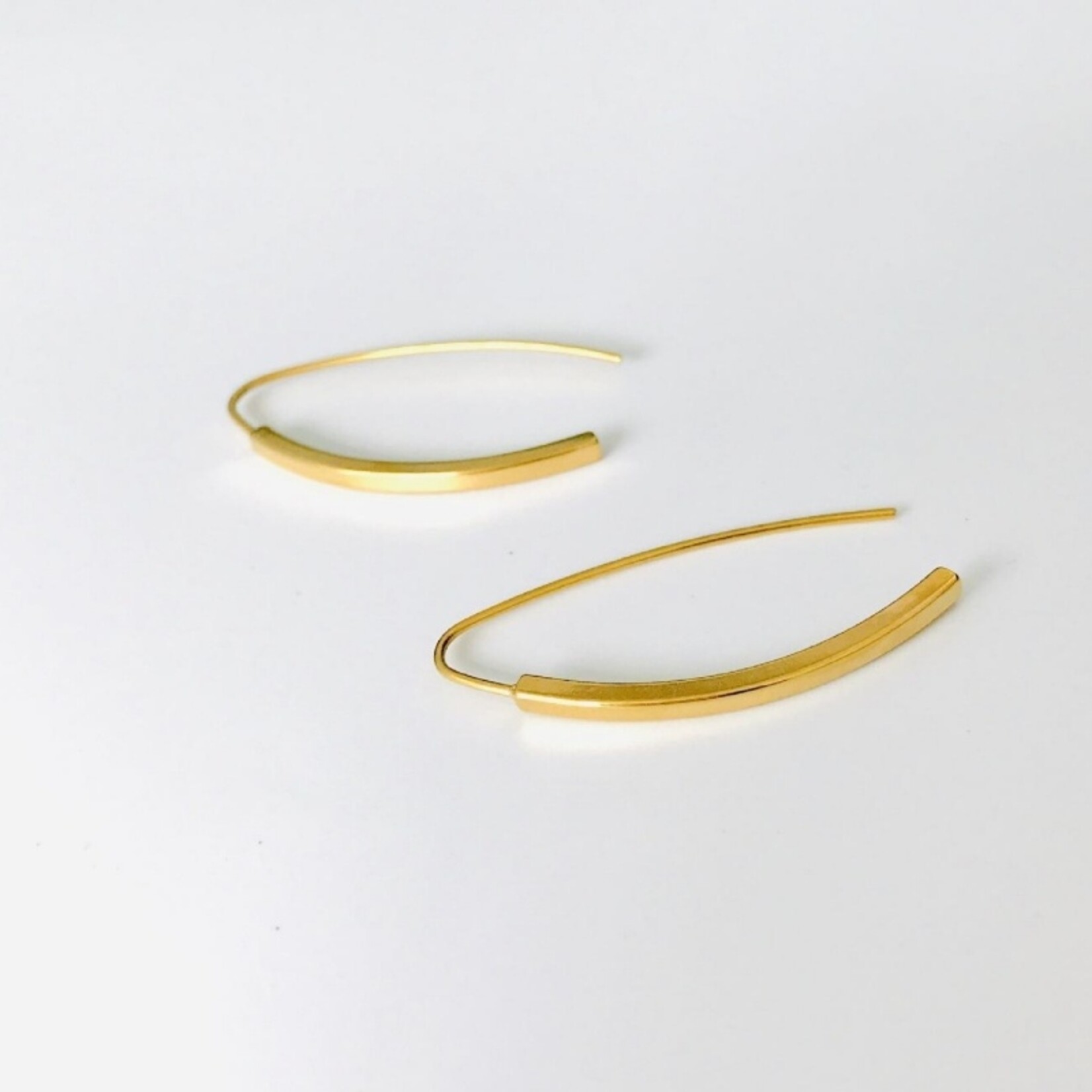 Carriez  gold plated ovalen haak oorhangers - stainless steel