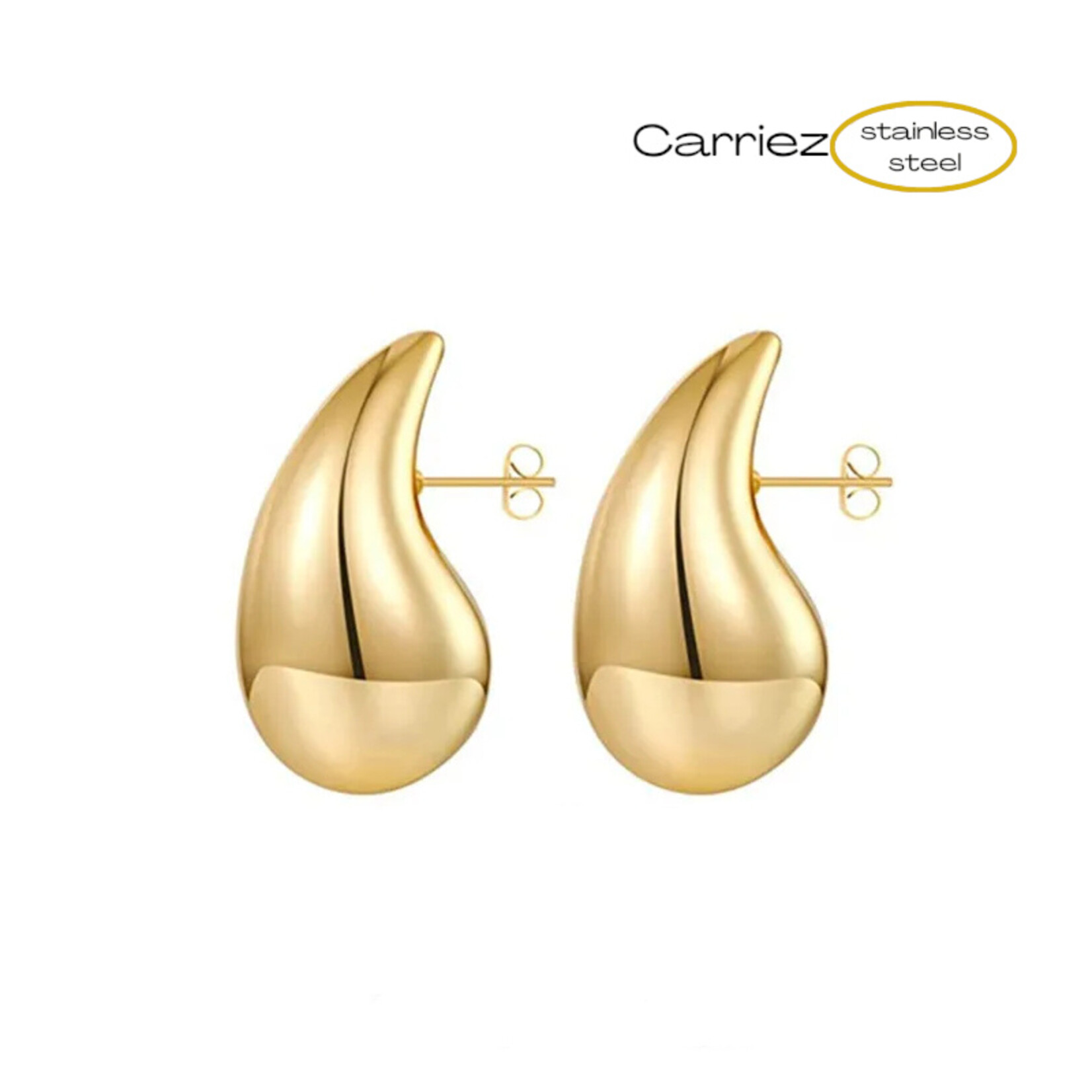 Carriez Trendy medium druppel oorbellen goud