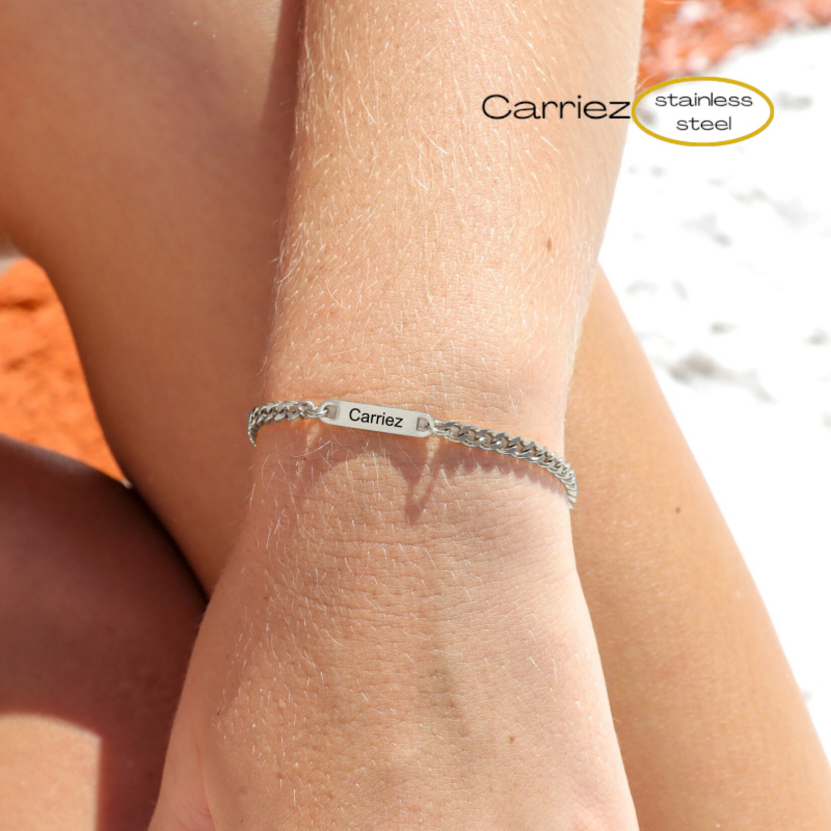 Carriez Gourmet naam armband zilver premium stainless steel