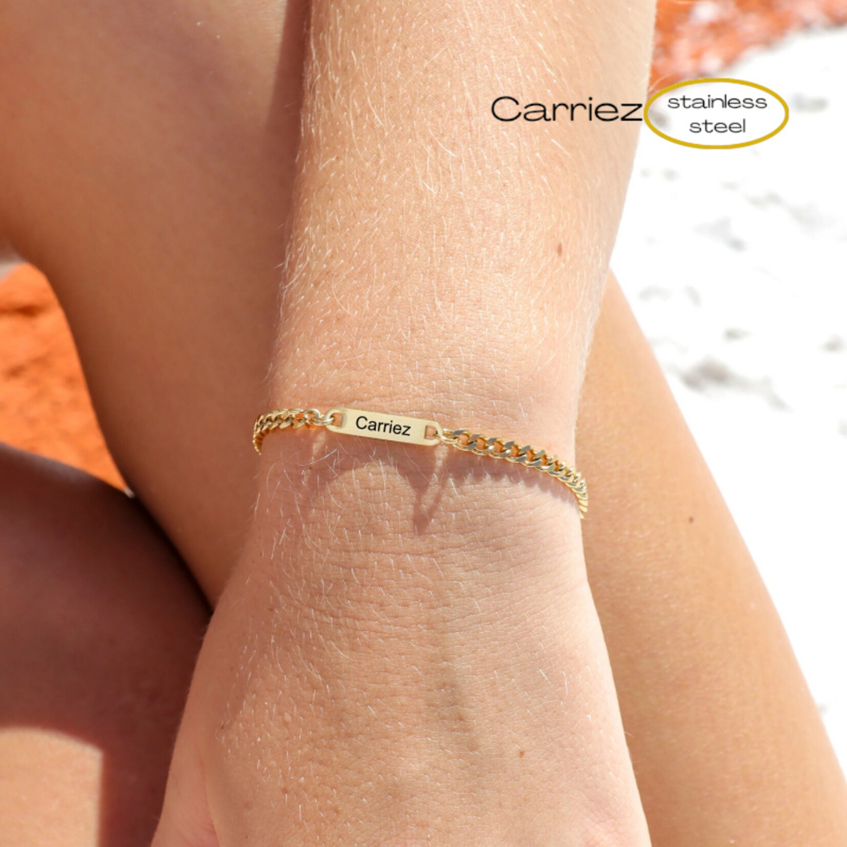 Carriez Gourmet naam armband goud premium stainless steel