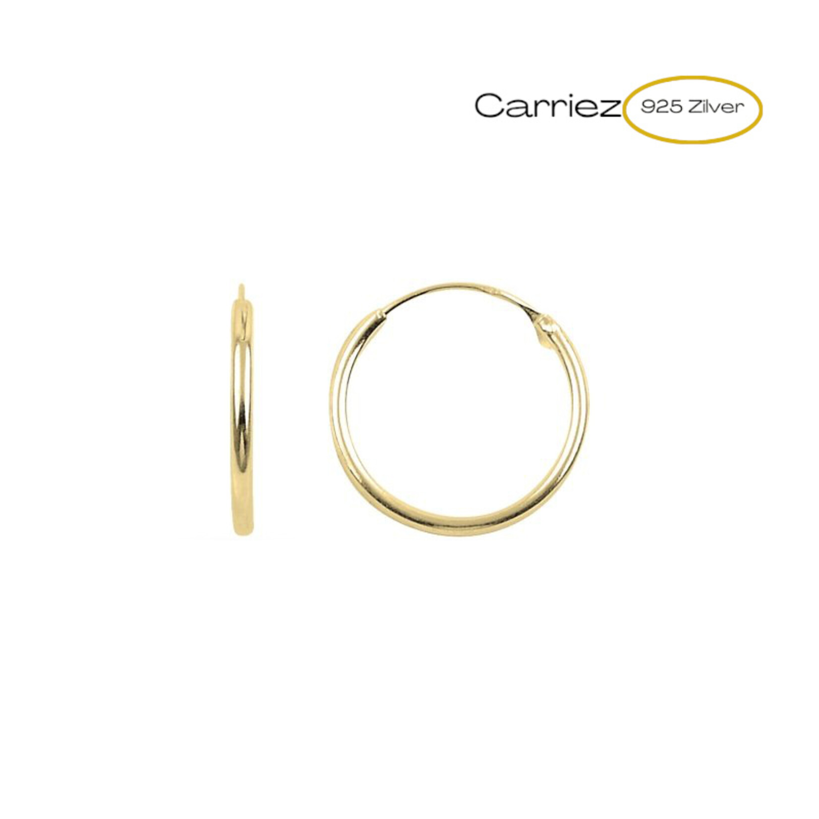 Carriez 925 zilveren gold plated oorringen 14 16 of 18 mm