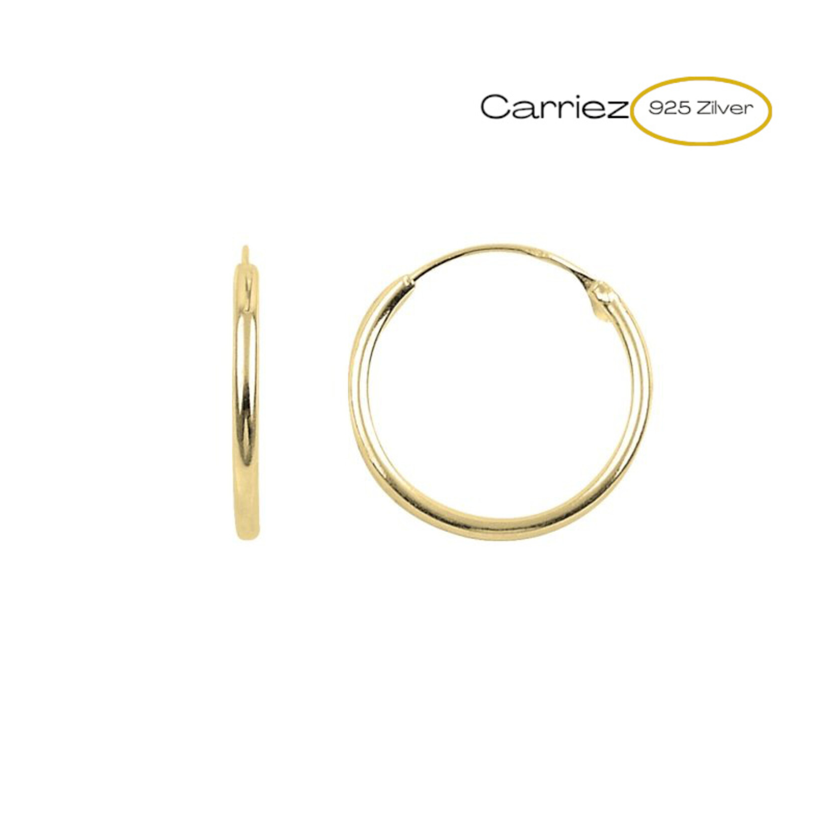 Carriez 925 zilveren gold plated oorringen 14 16 of 18 mm