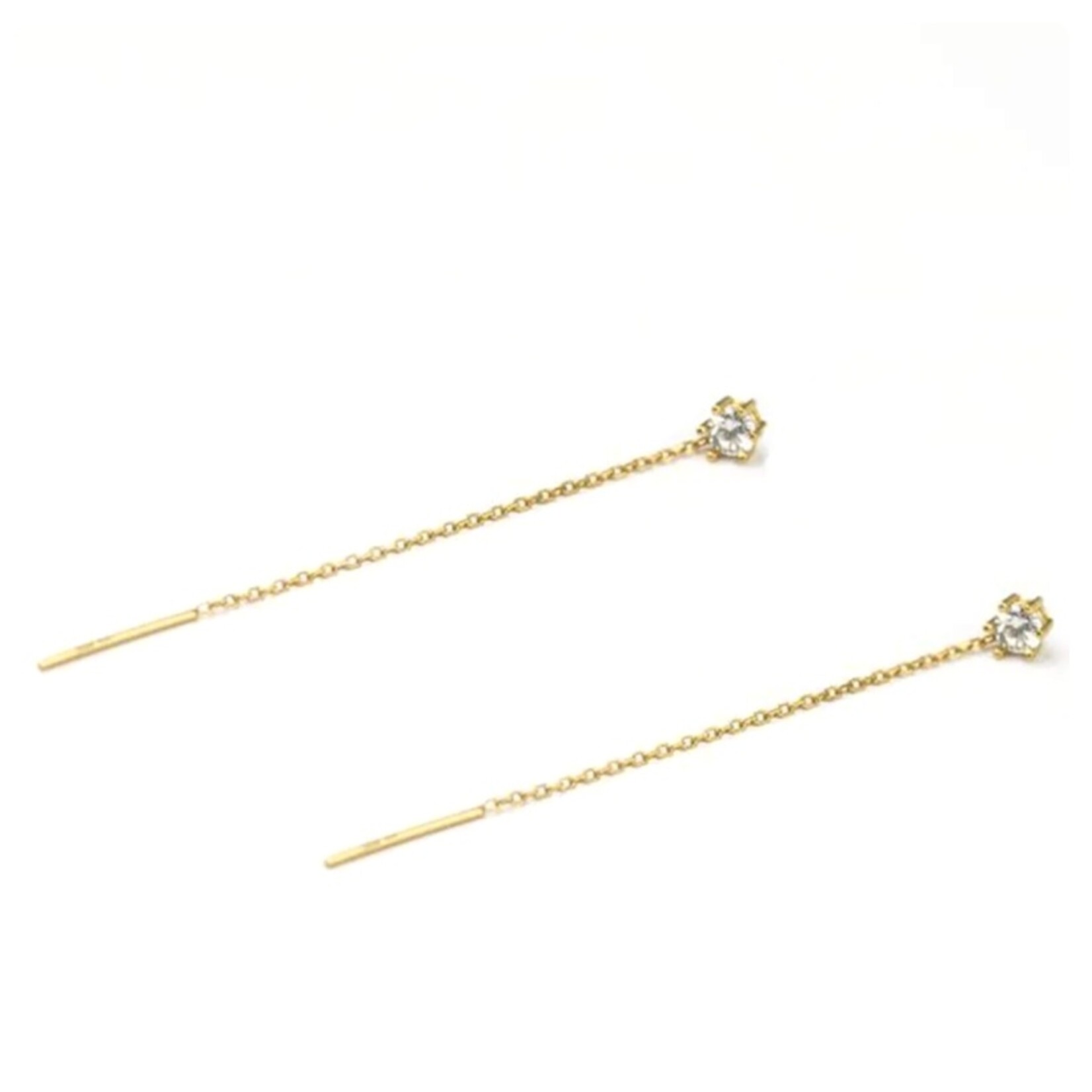Carriez Zilveren of gold plated  doorhaal oorbellen zirkonia