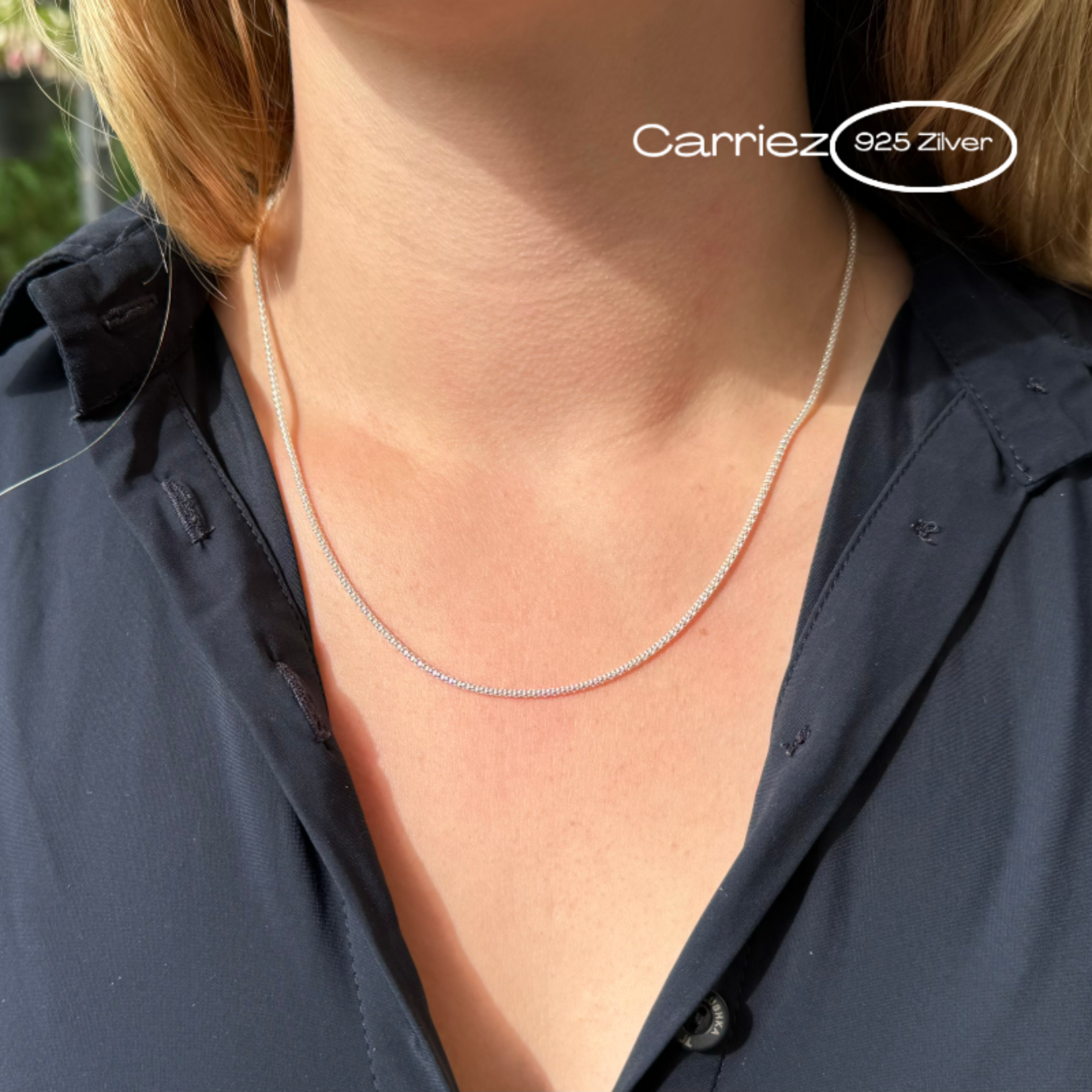 Carriez Zilveren popcorn ketting 50 cm - 925 zilver