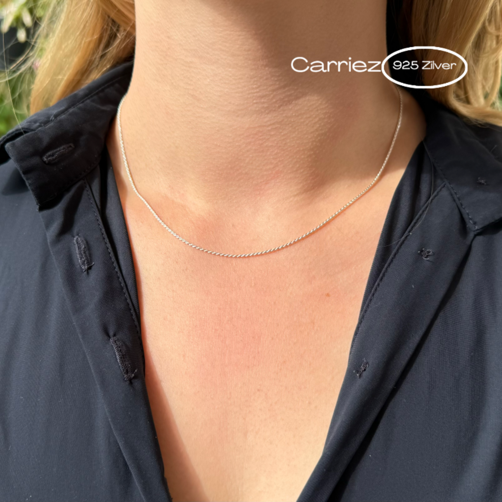 Carriez Zilveren rope ketting 45 cm - 925 zilver