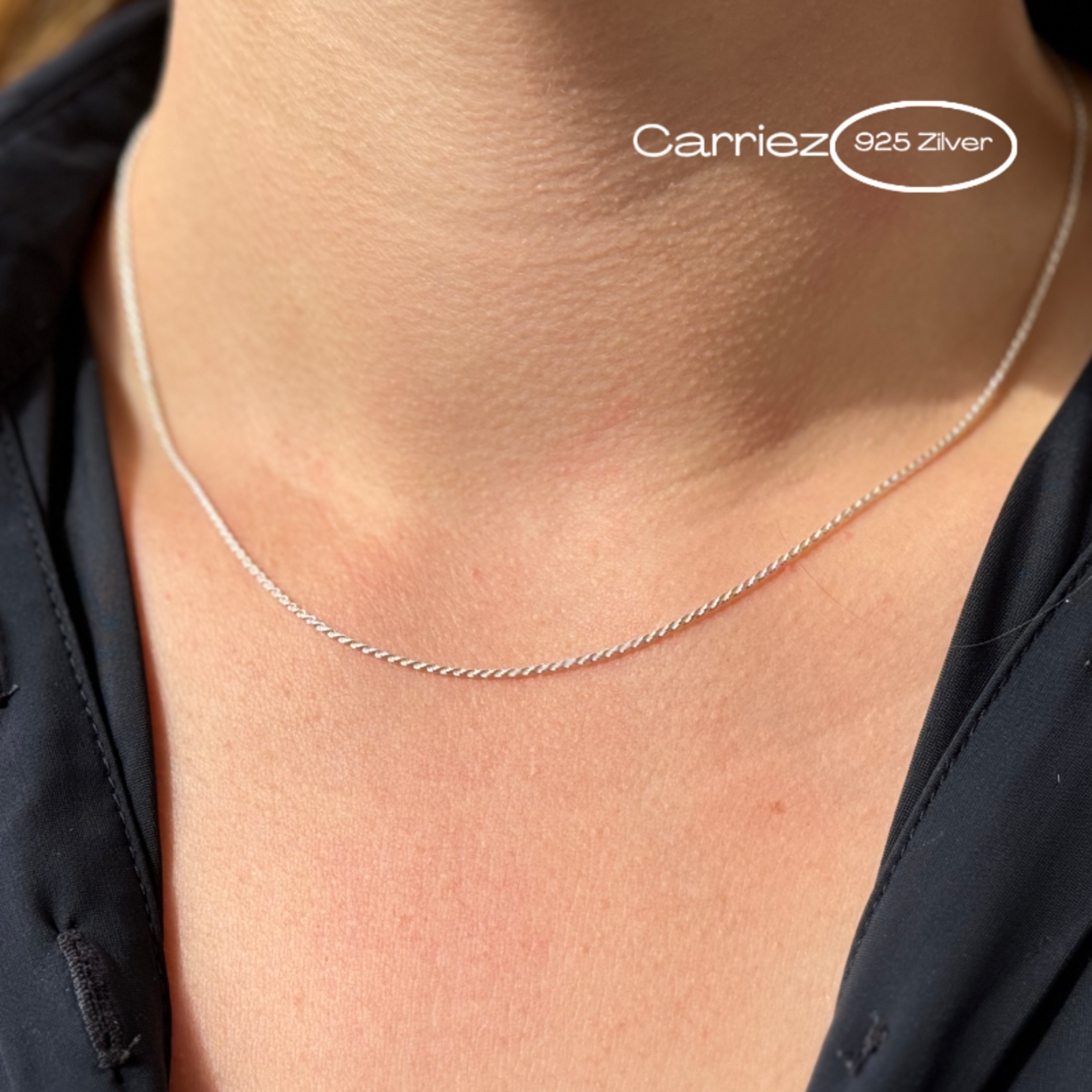 Carriez Zilveren rope ketting 45 cm - 925 zilver