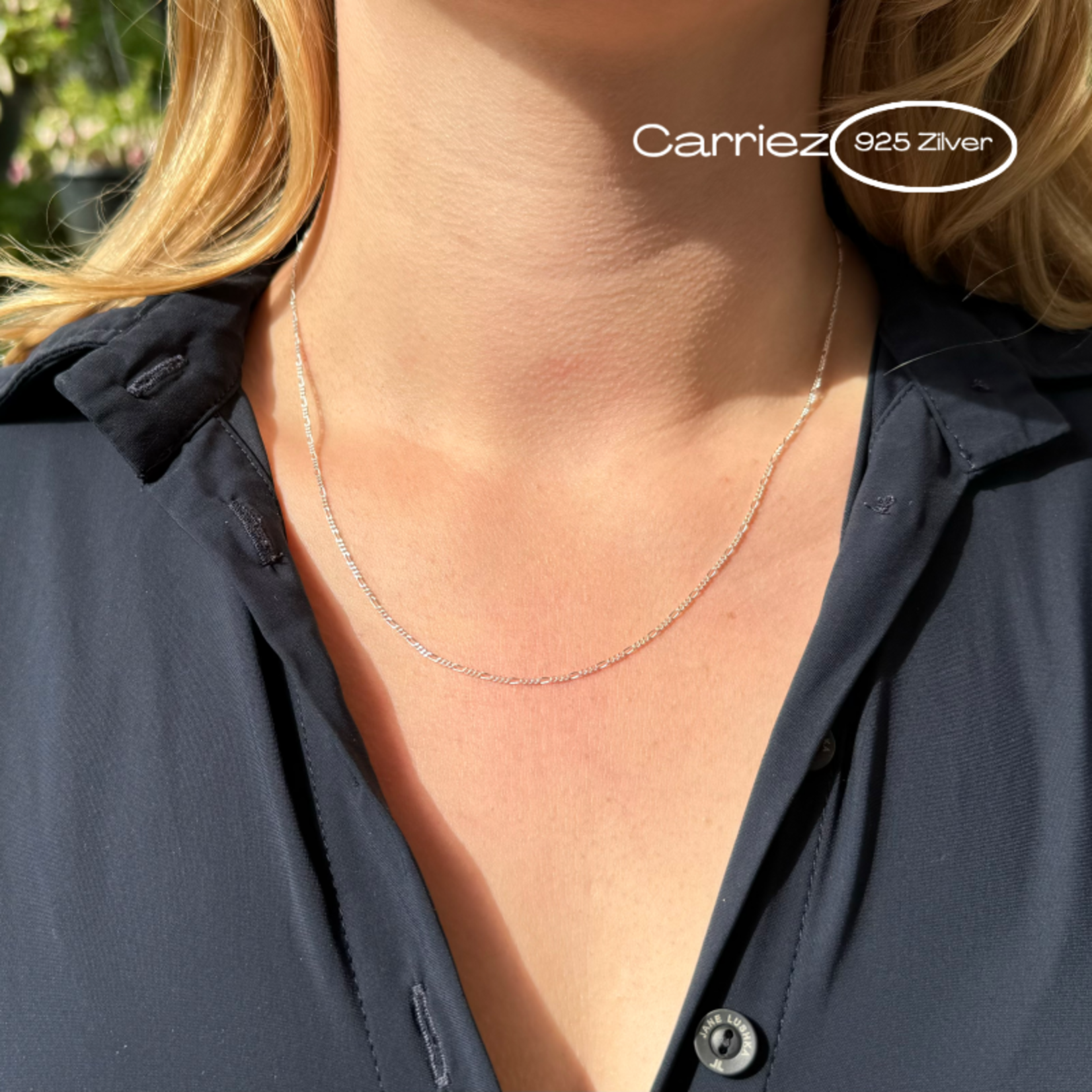 Carriez Zilveren figaro ketting 50 cm - 925 zilver