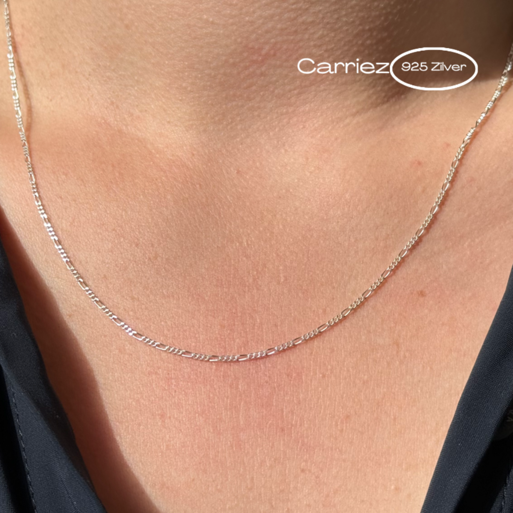 Carriez Zilveren figaro ketting 50 cm - 925 zilver