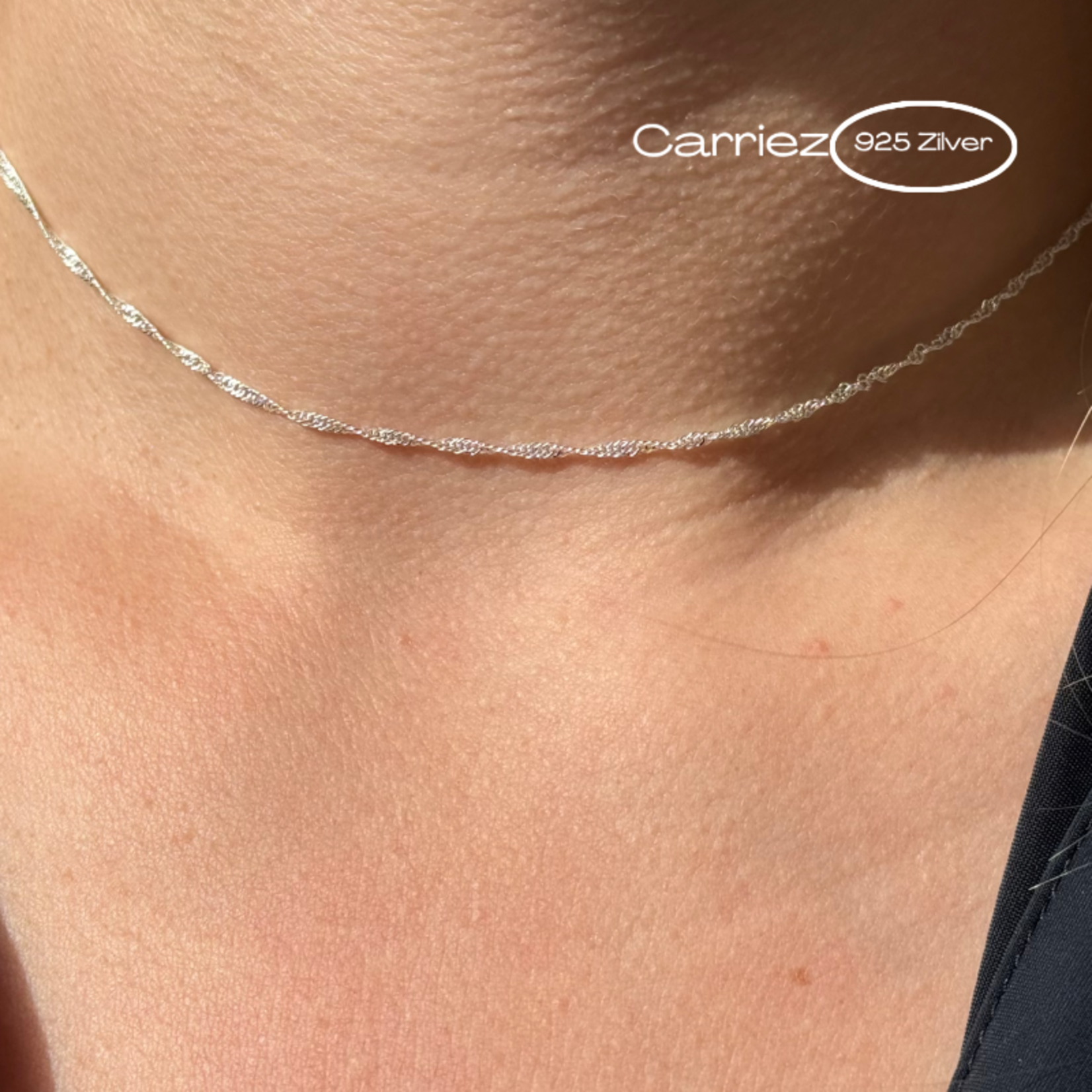 Carriez Zilveren singapore ketting 40 cm - 925 zilver