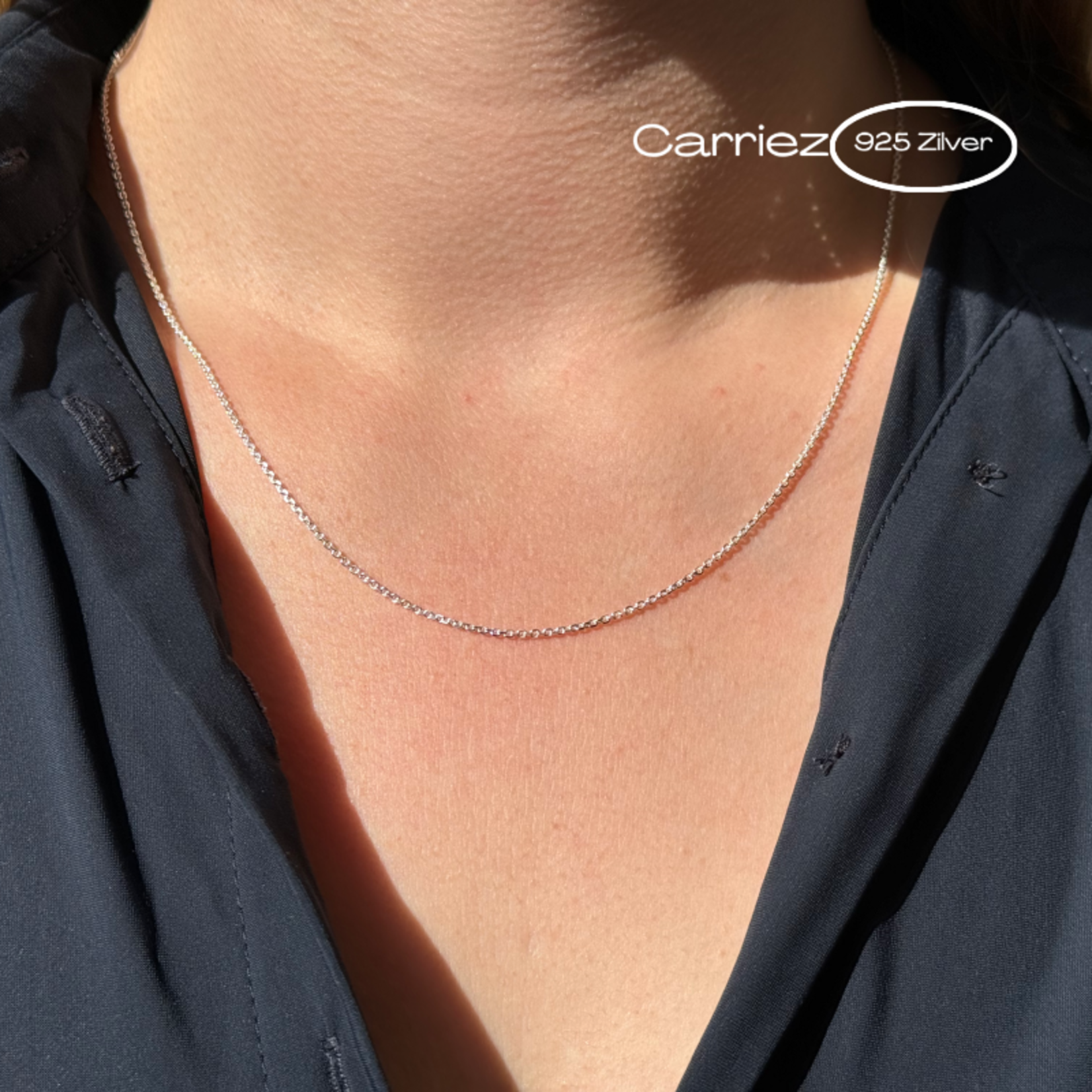 Carriez Zilveren ovale kabel ketting 50 cm - 925 zilver