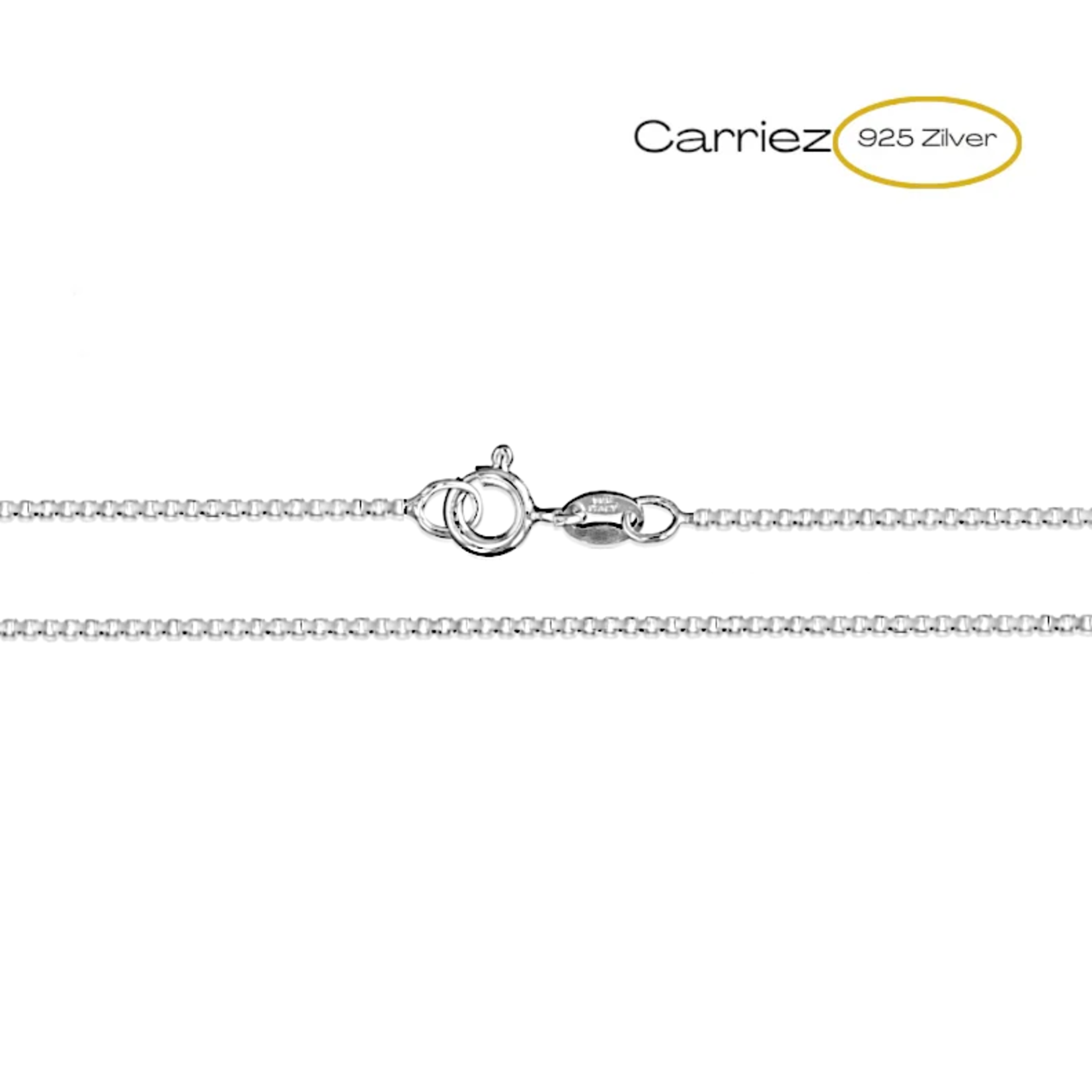 Carriez Zilveren rhodium box ketting 50 cm - 925 zilver