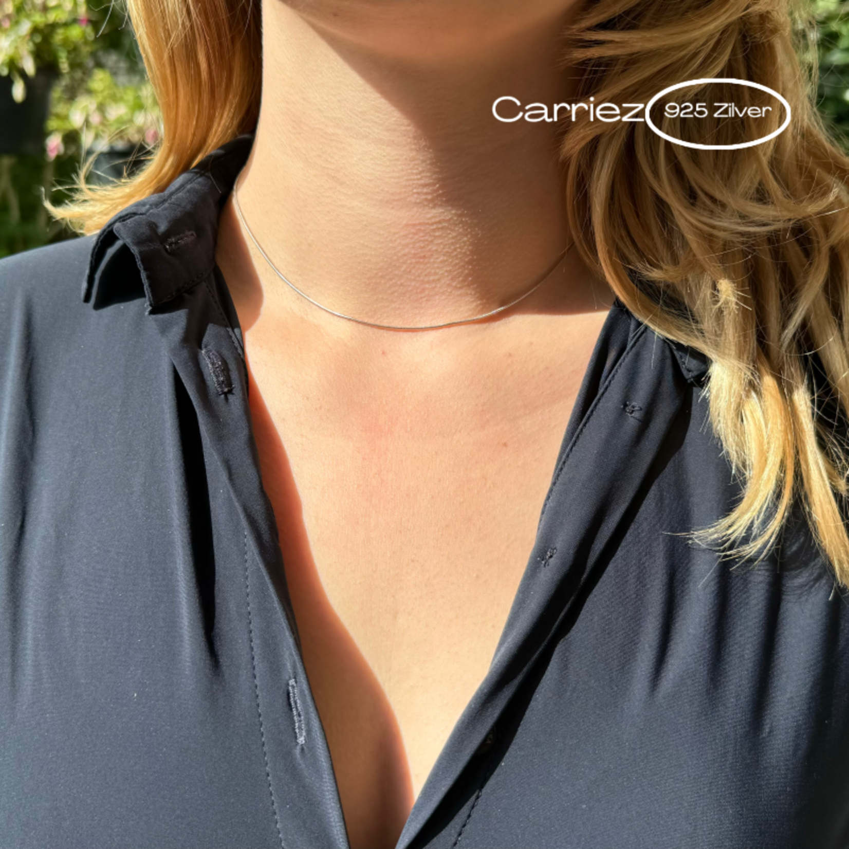 Carriez Zilveren rhodium slang ketting 40 cm - 925 zilver