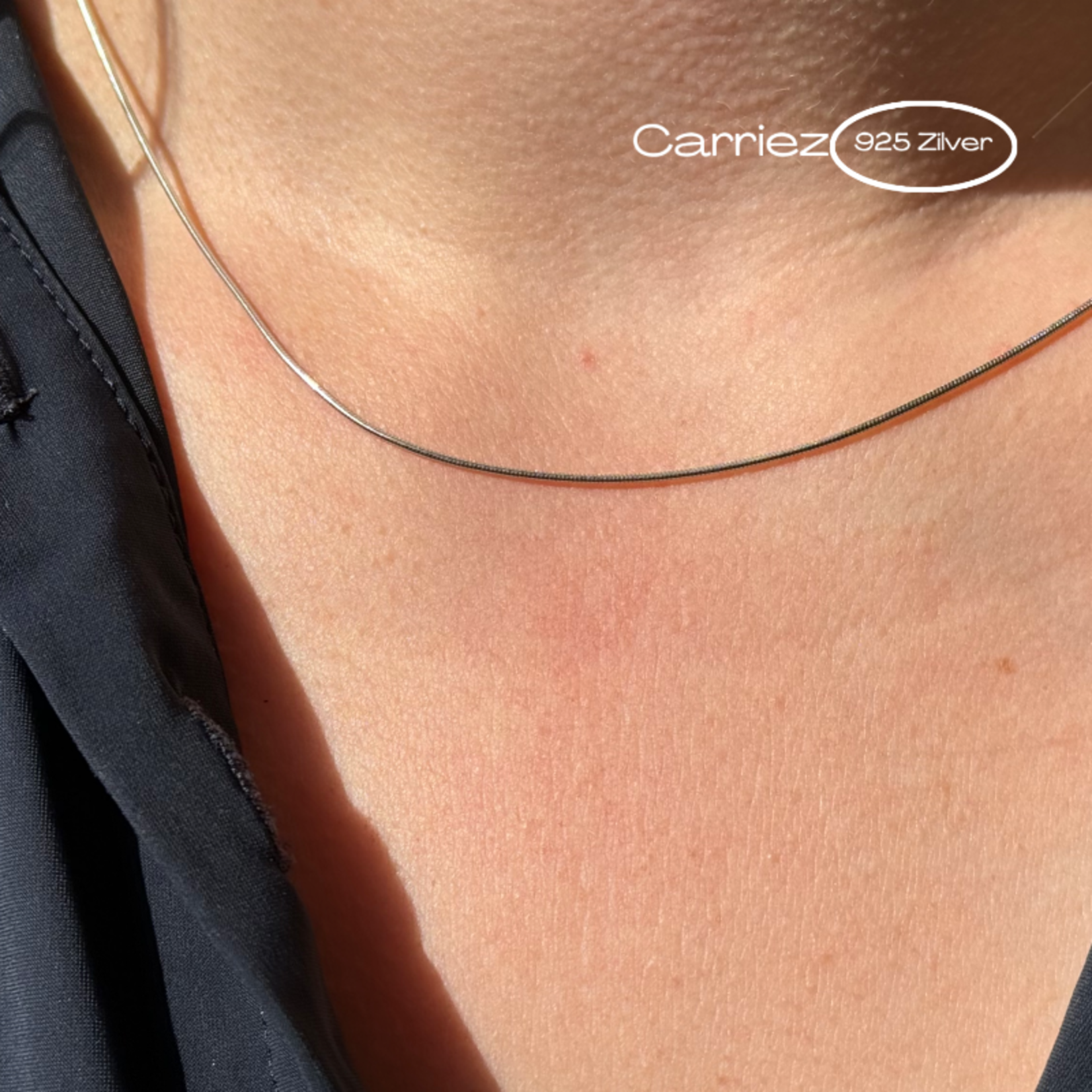 Carriez Zilveren rhodium slang ketting 45 cm - 925 zilver