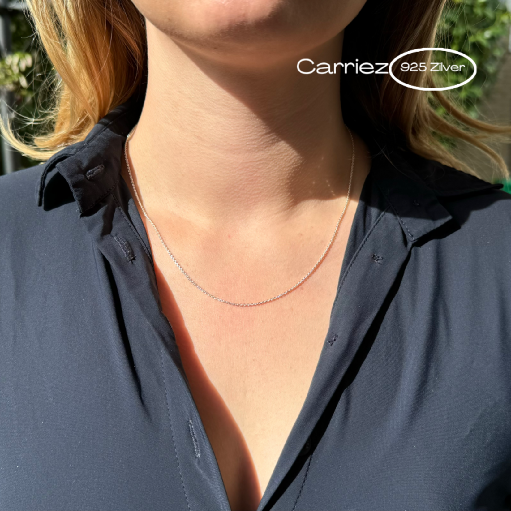 Carriez Zilveren ovale kabel ketting 50 cm - 925 zilver