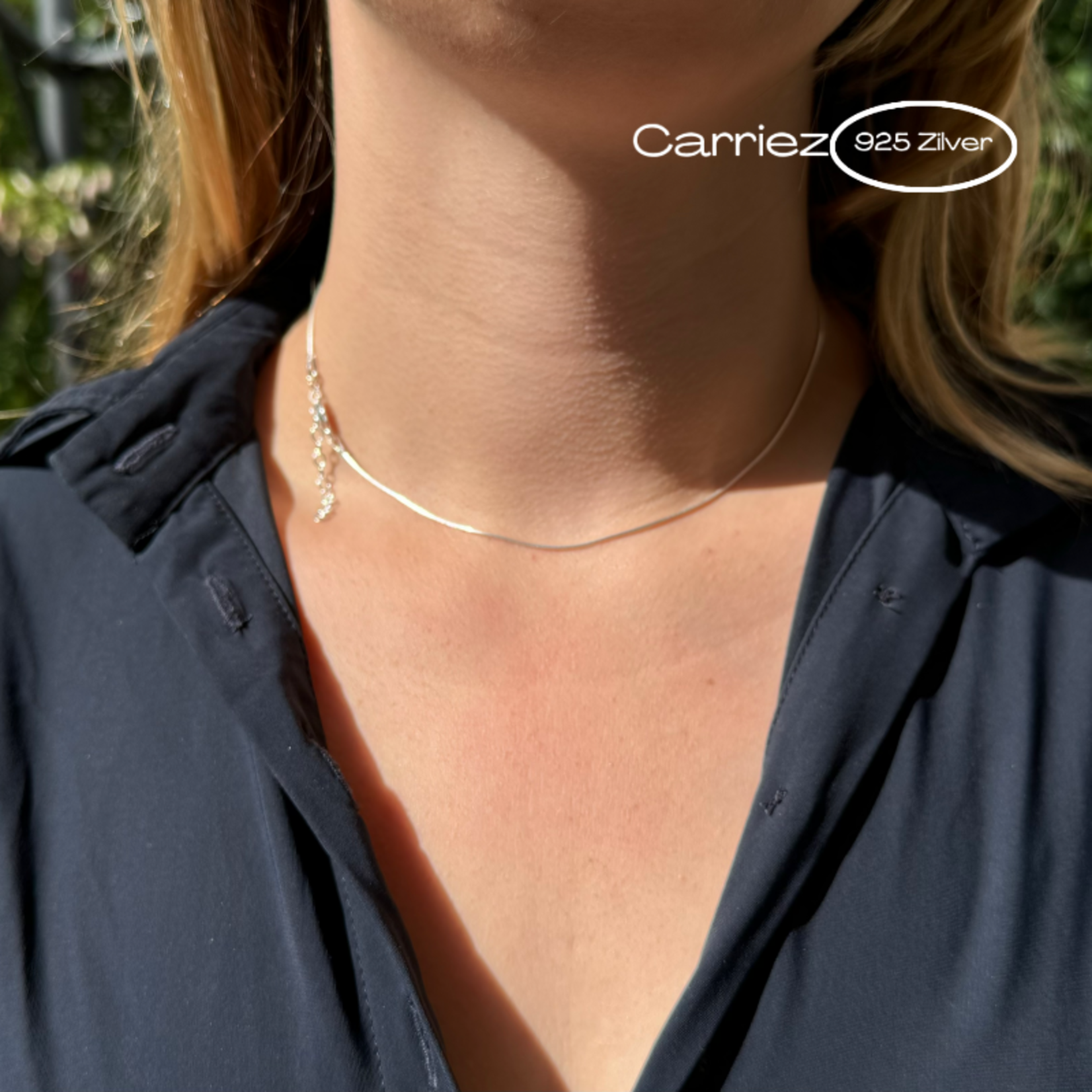 Carriez Zilveren verstelbare slang ketting 40-45 cm - 925 zilver