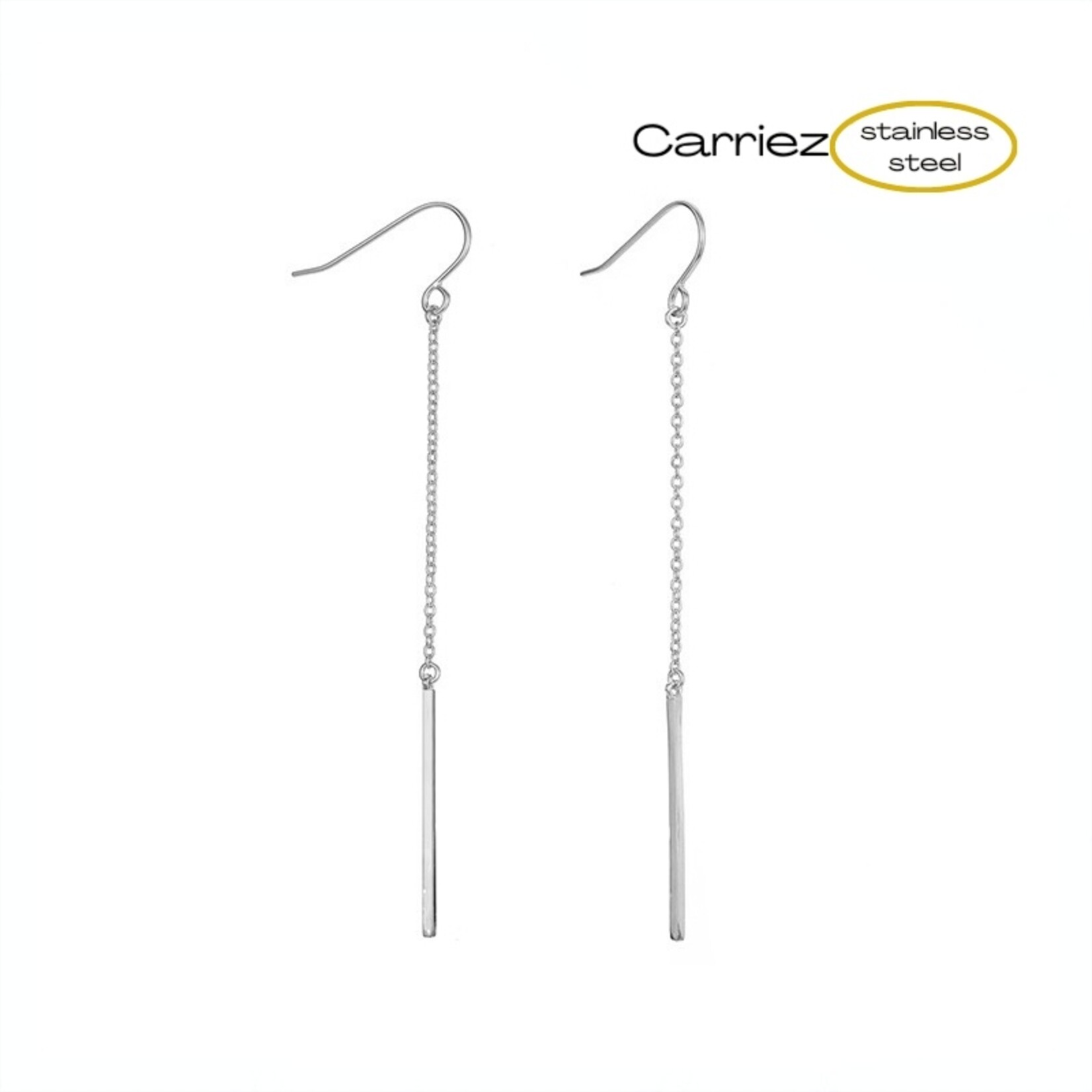 Carriez Staaf oorhangers zilver of goud - stainles steel