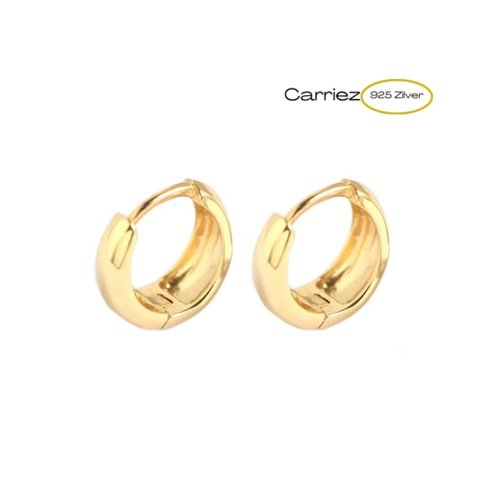 Carriez 925 zilvergold plated brede klapcreolen
