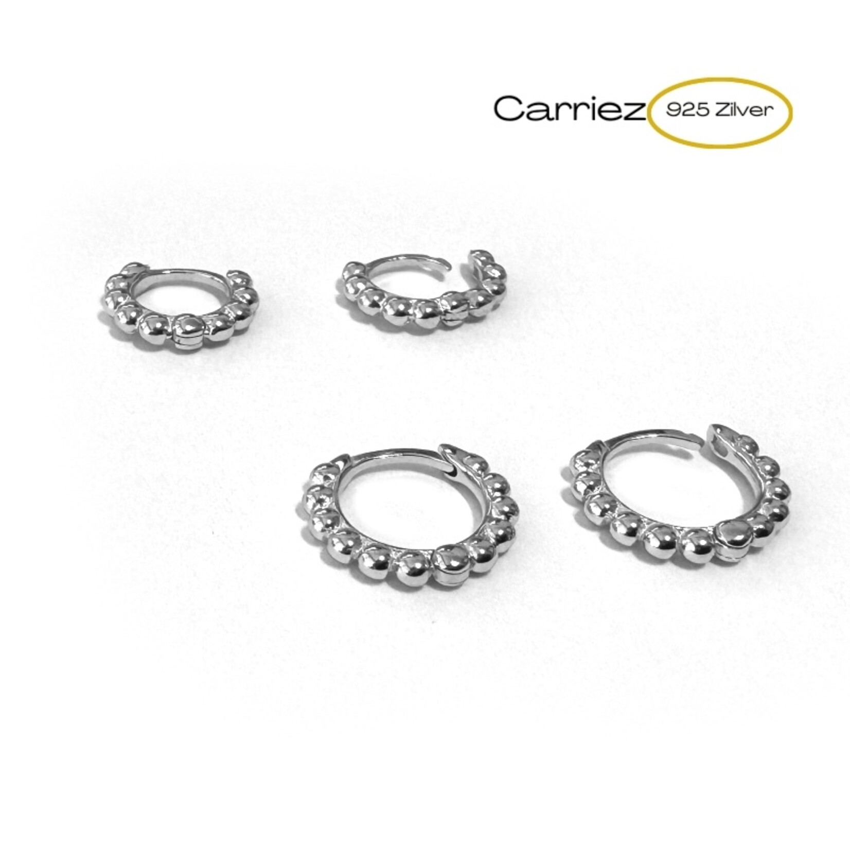 Carriez 925 zilveren kleine dot huggie hoops
