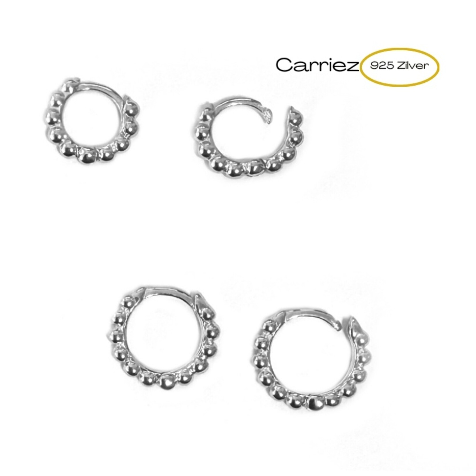 Carriez 925 zilveren kleine dot huggie hoops