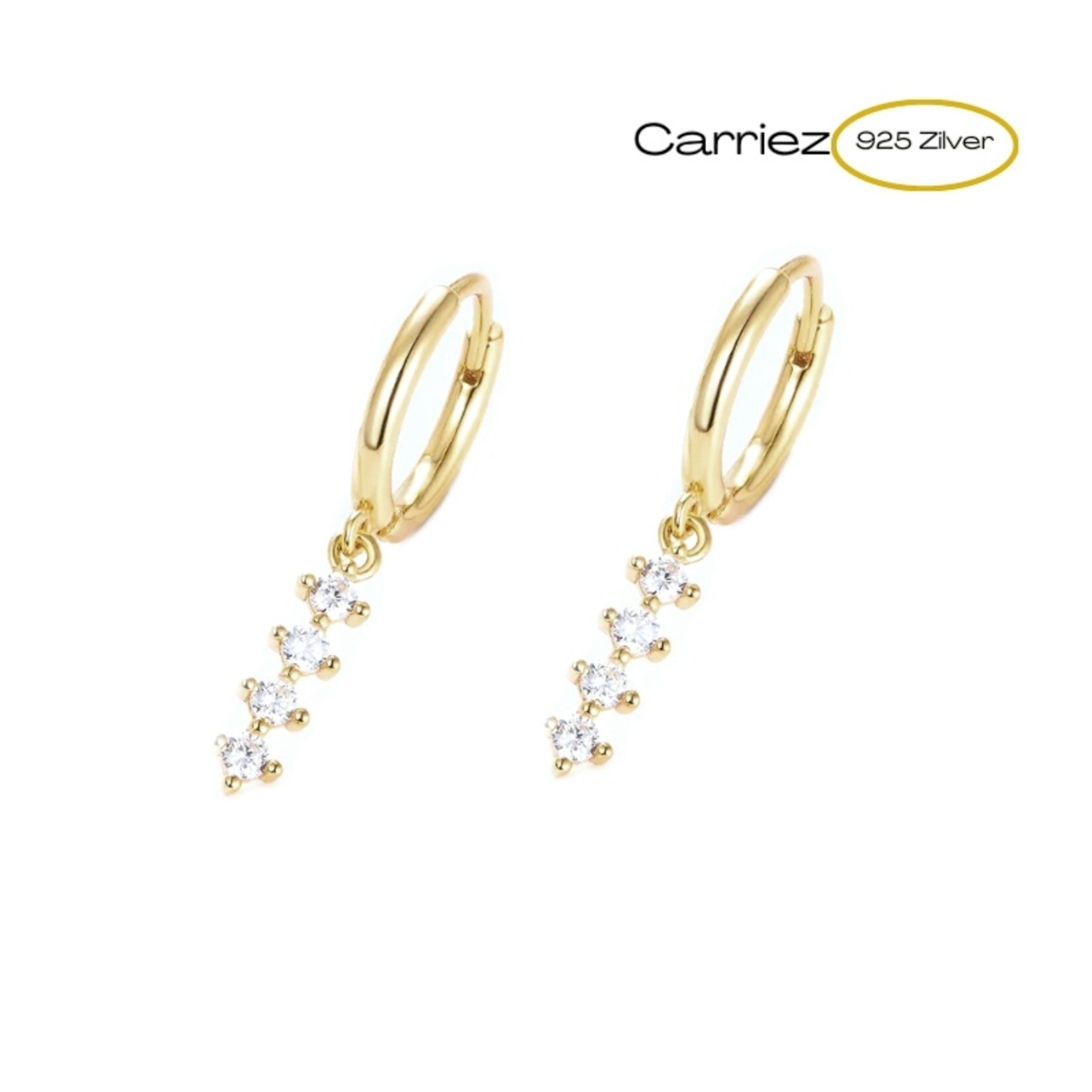 Carriez Oorringen met mini staaf hanger en mini zirkonia's in goud of zilver