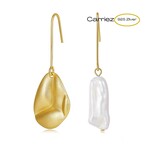 Carriez Design oorhangers gold plated met parel - 925 zilver