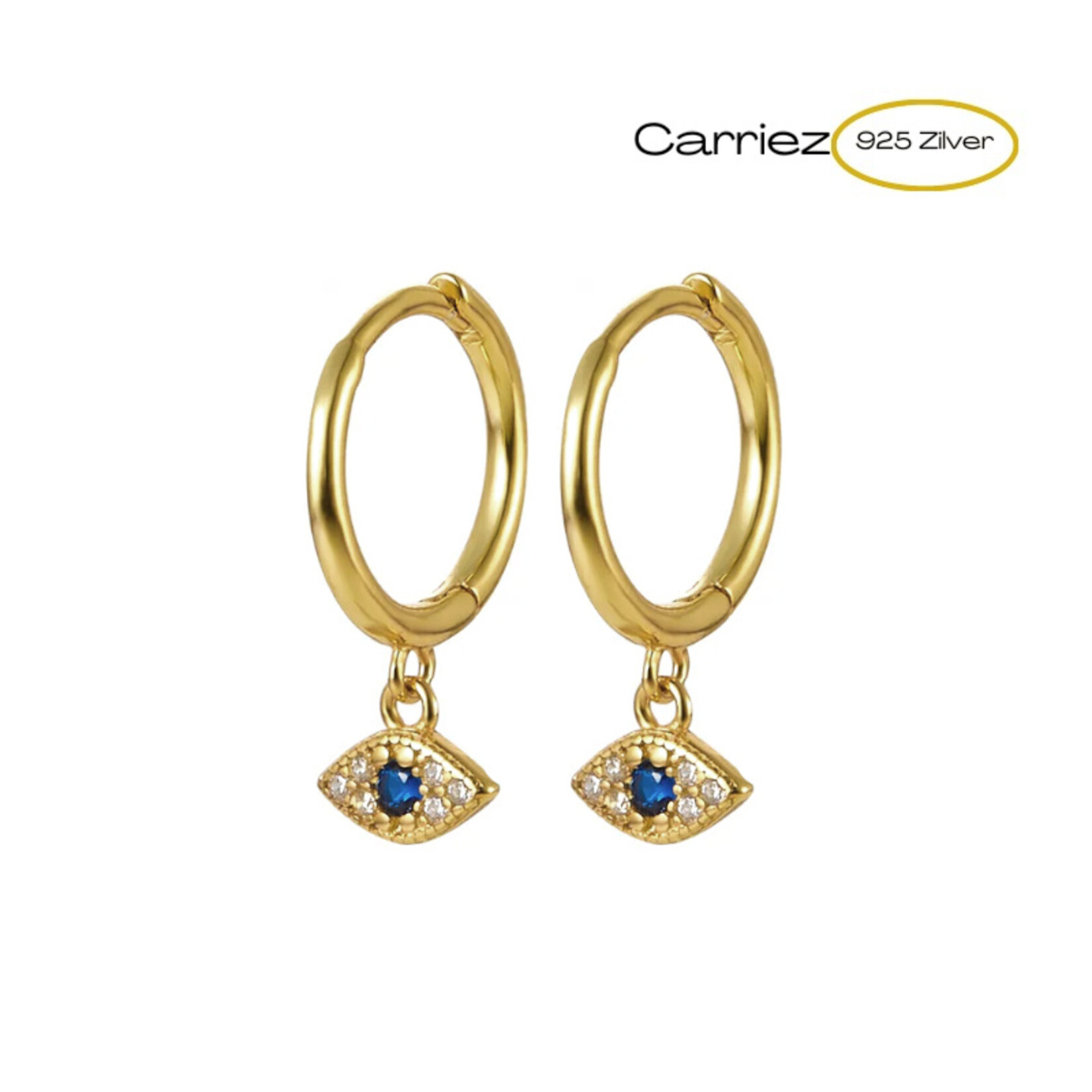 Carriez 925 Zilver en goud vergulde evil eye oorringen