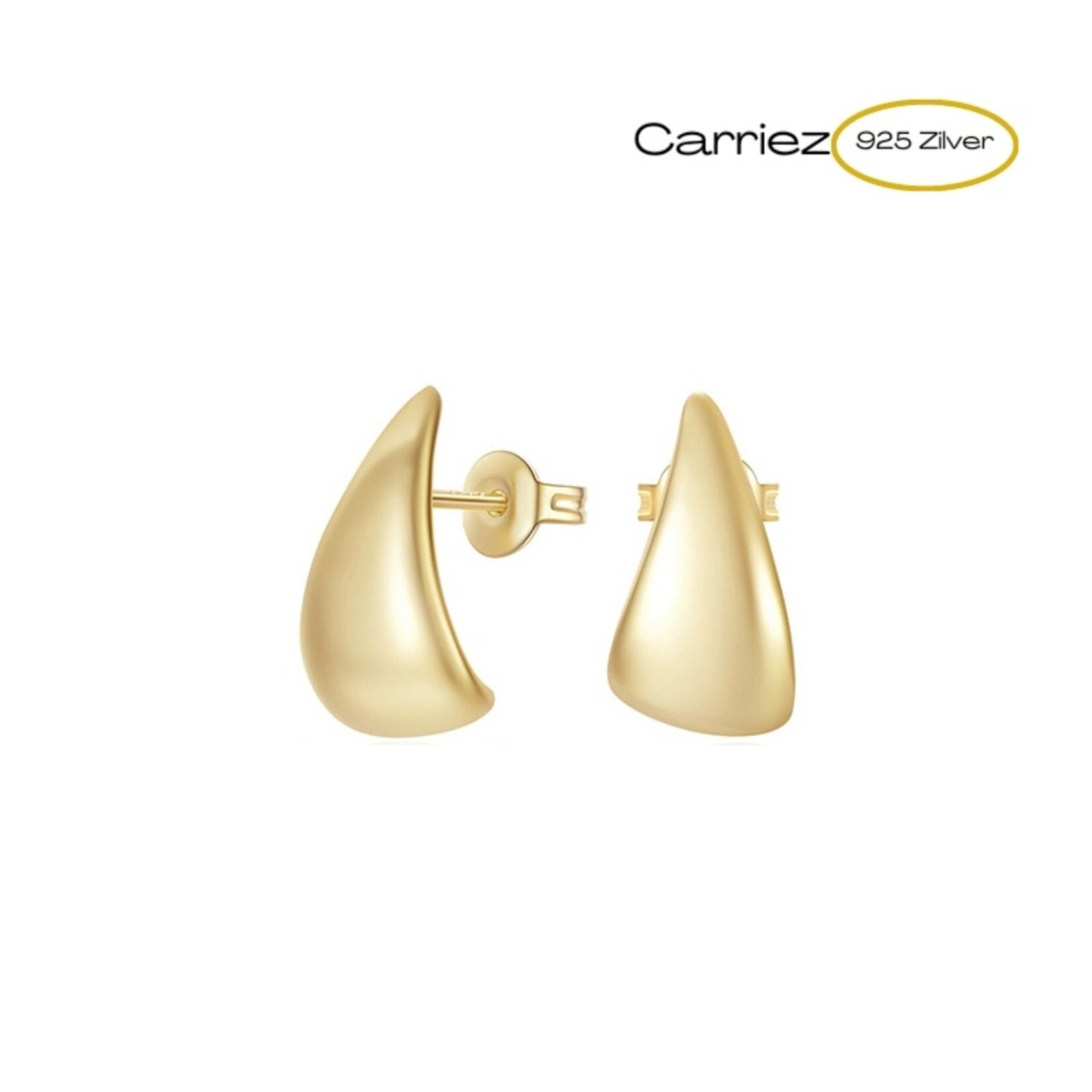 Carriez 925 Zilver goud vergulde triangel oorstekers - 925 zilver