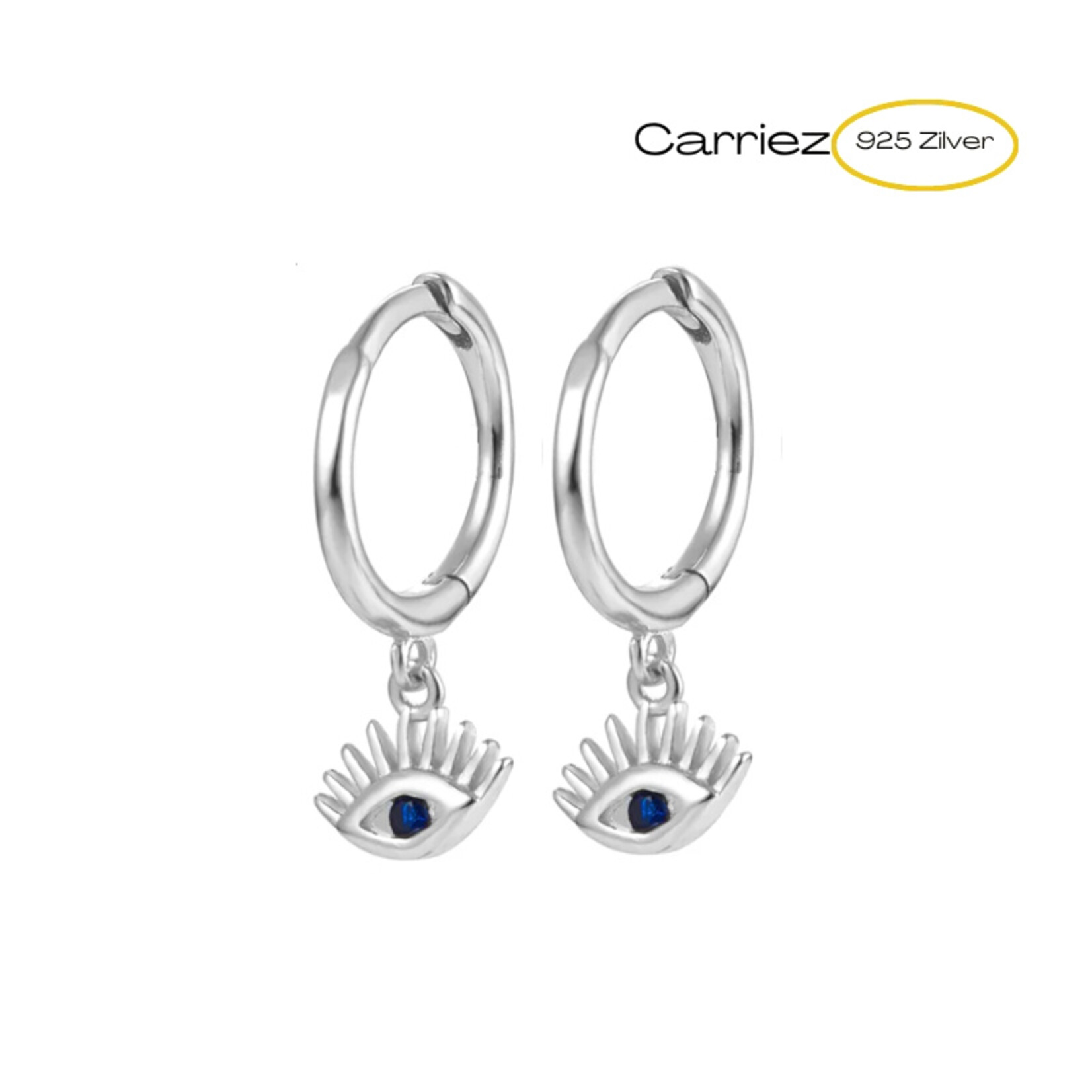 Carriez 925 Zilver en goud vergulde evil eye oorringen