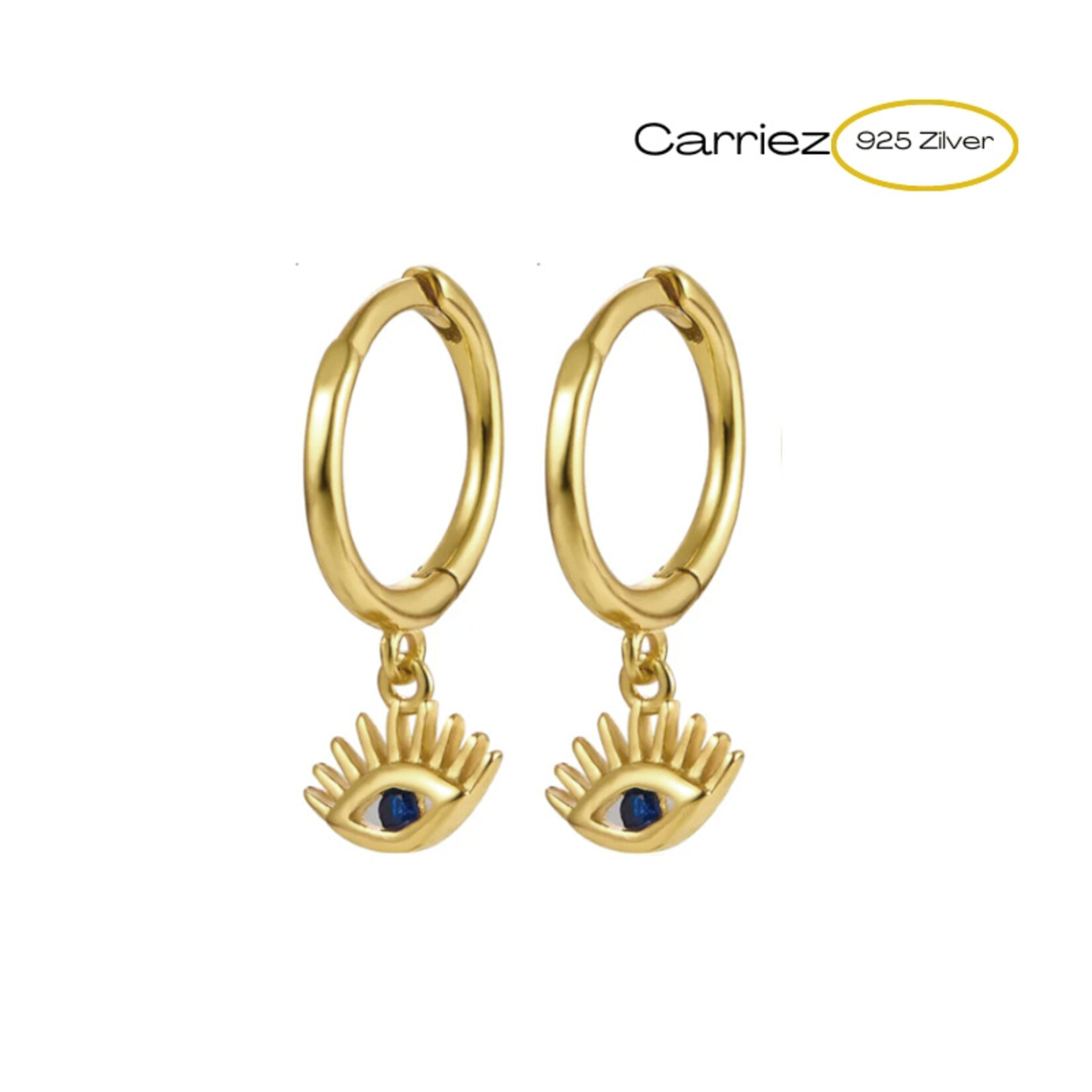 Carriez 925 Zilver en goud vergulde evil eye oorringen