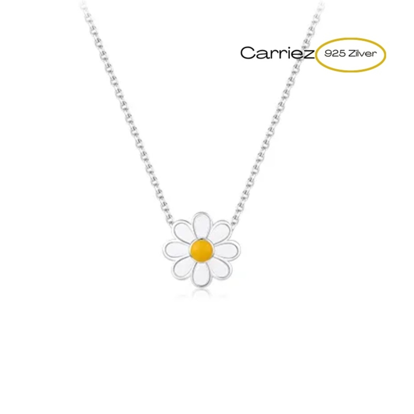 Carriez 925 zilveren madelief bloem kettinkje - 925 zilver