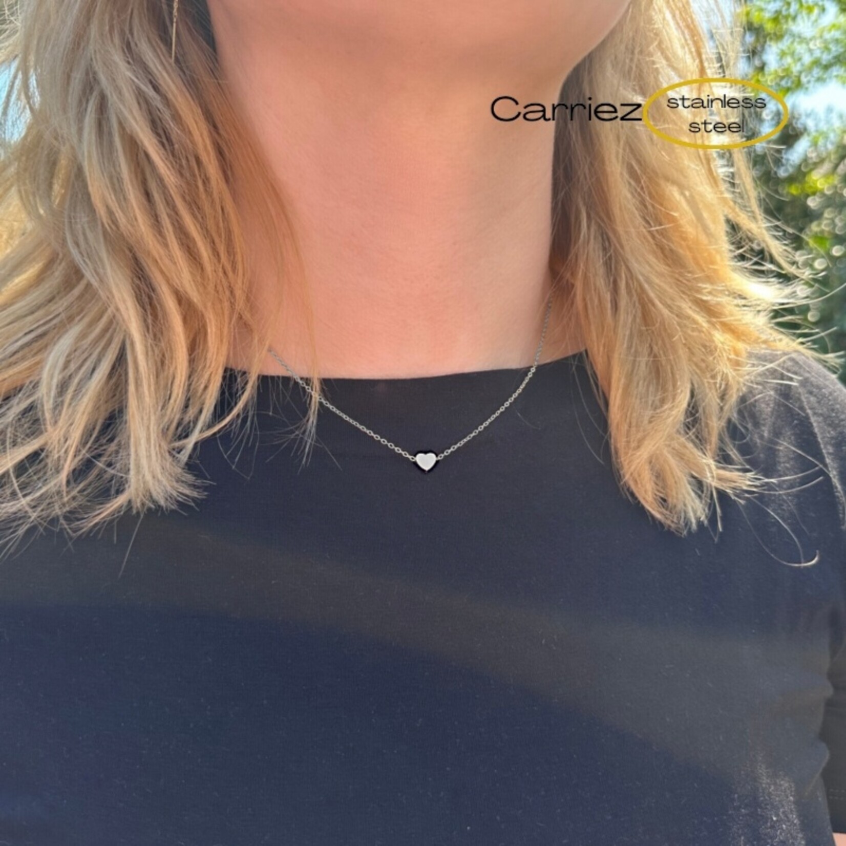 Carriez Mini hart ketting in goud of zilver - stainless steel