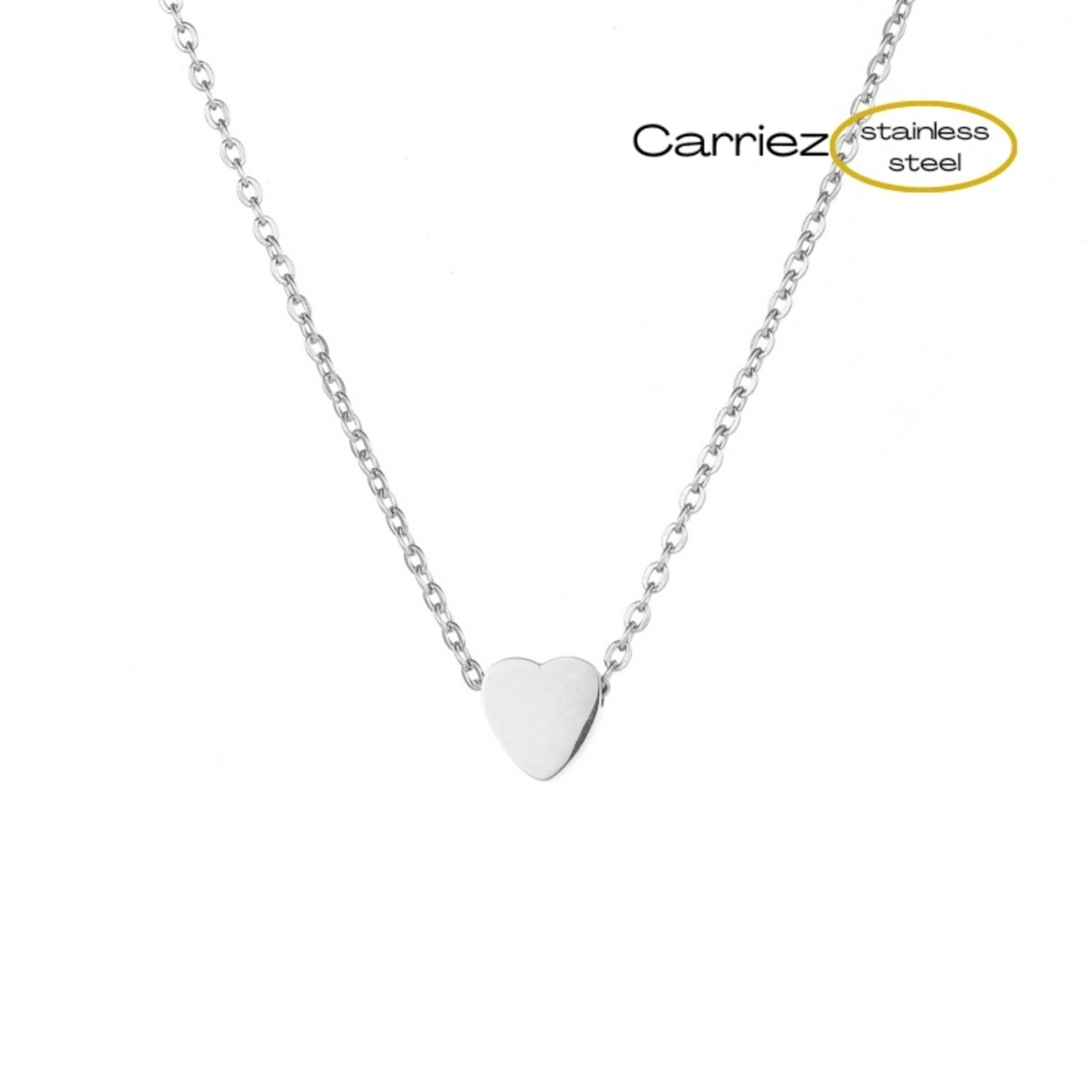 Carriez Mini hart ketting in goud of zilver - stainless steel
