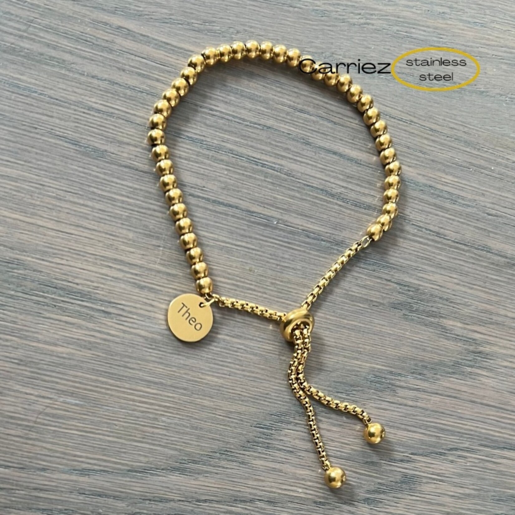 Carriez bolletjes slider armband goud of zilver - stainless steel