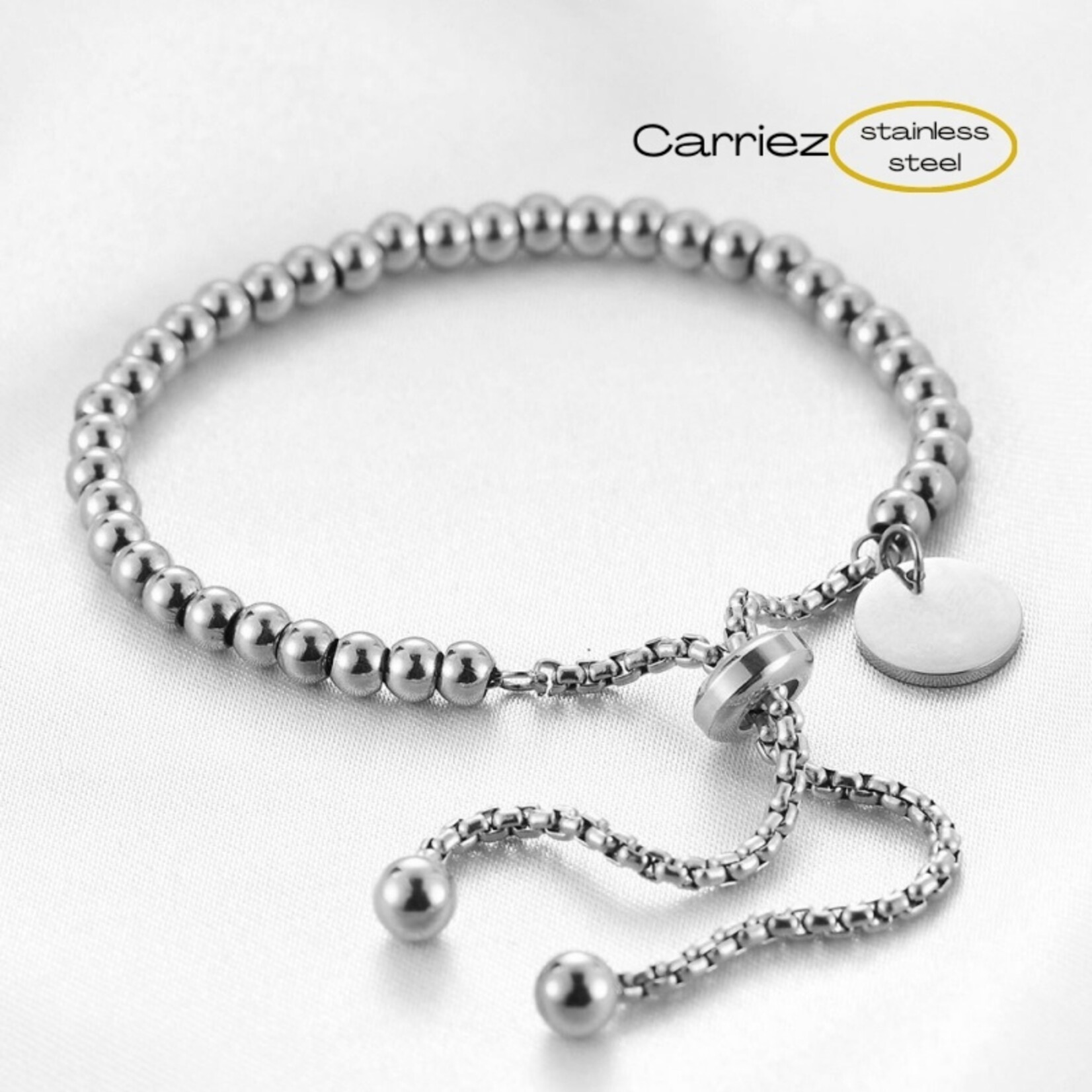 Carriez bolletjes slider armband goud of zilver - stainless steel