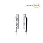 Carriez Dubbele staaf zirkonia stud - 925 zilver
