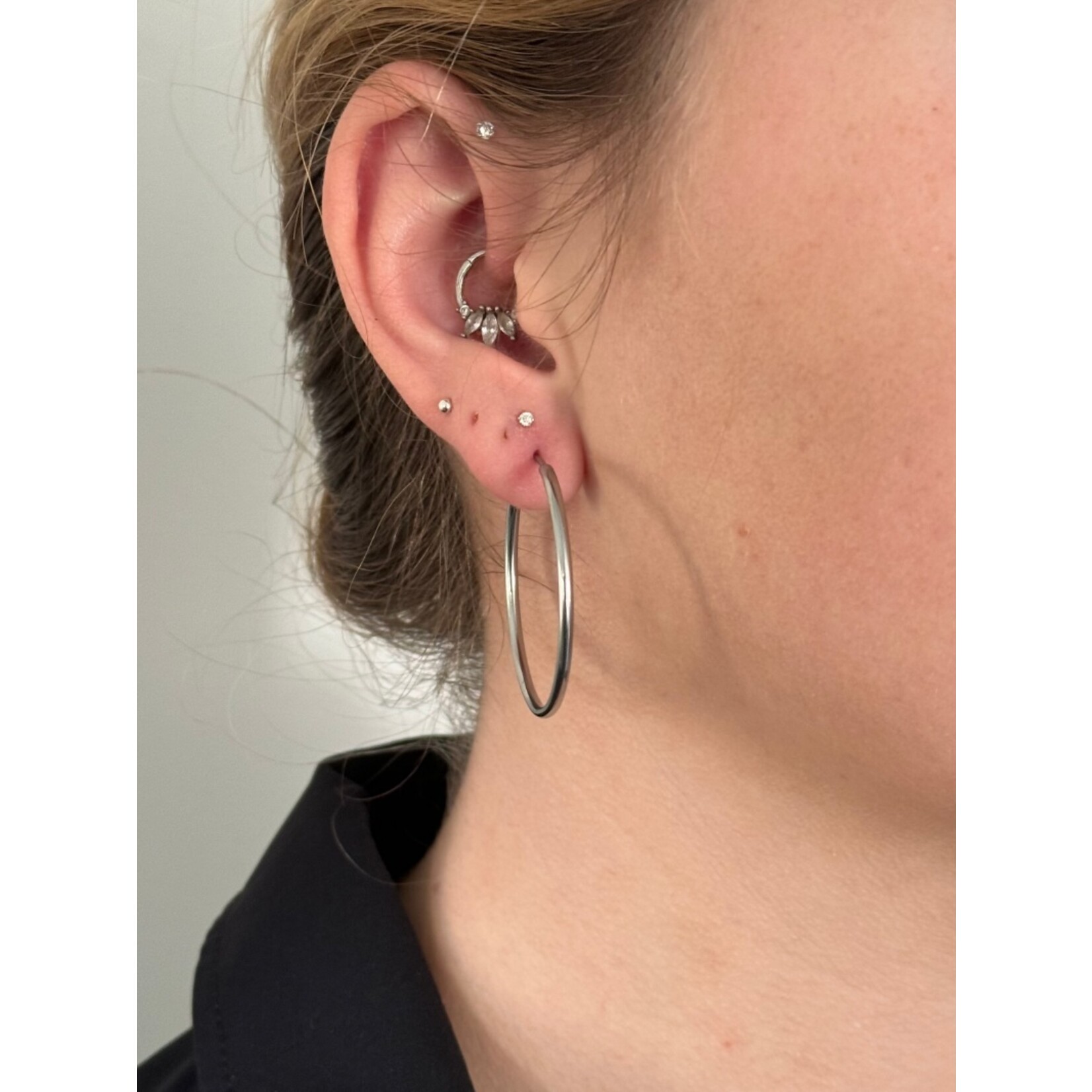 Carriez Zilveren grote oorringen 40-50-60 of 70 mm - stainless steel