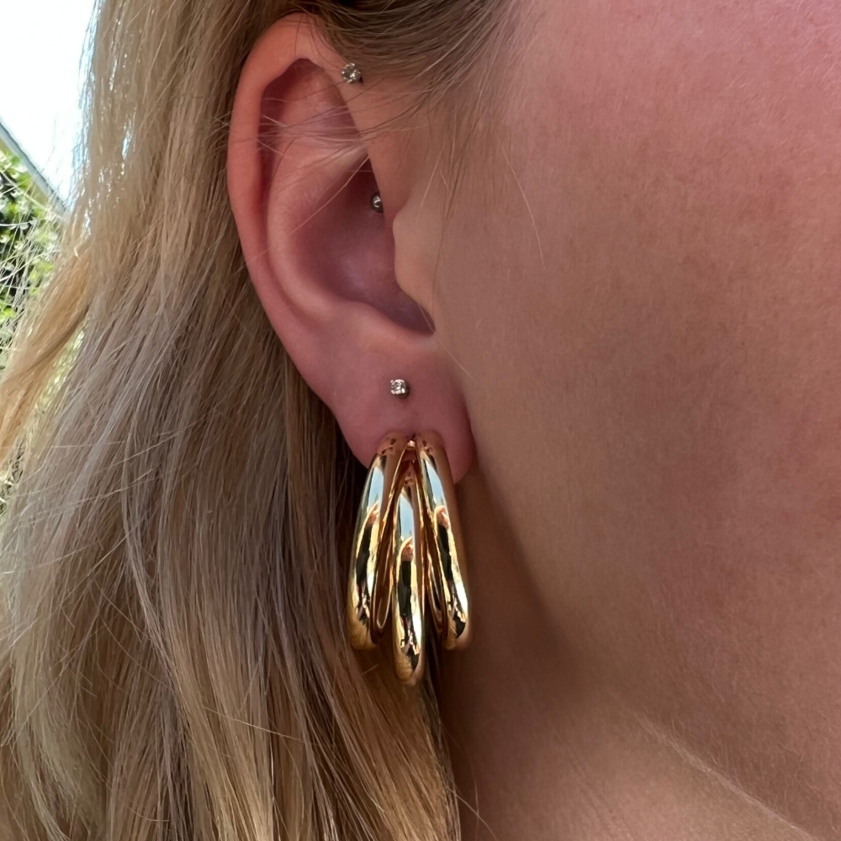 Carriez Triple oorringen zilver of gold plated - stainless steel
