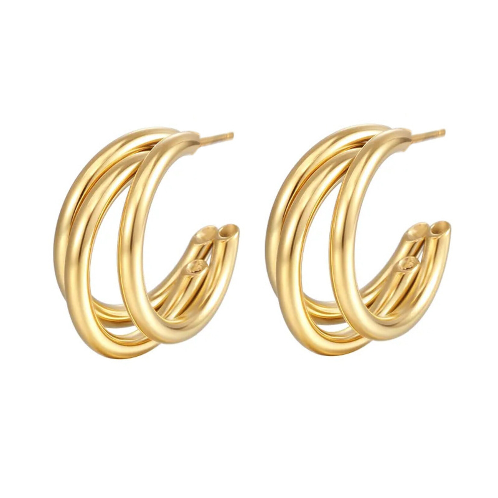 Carriez Triple oorringen zilver of gold plated - stainless steel