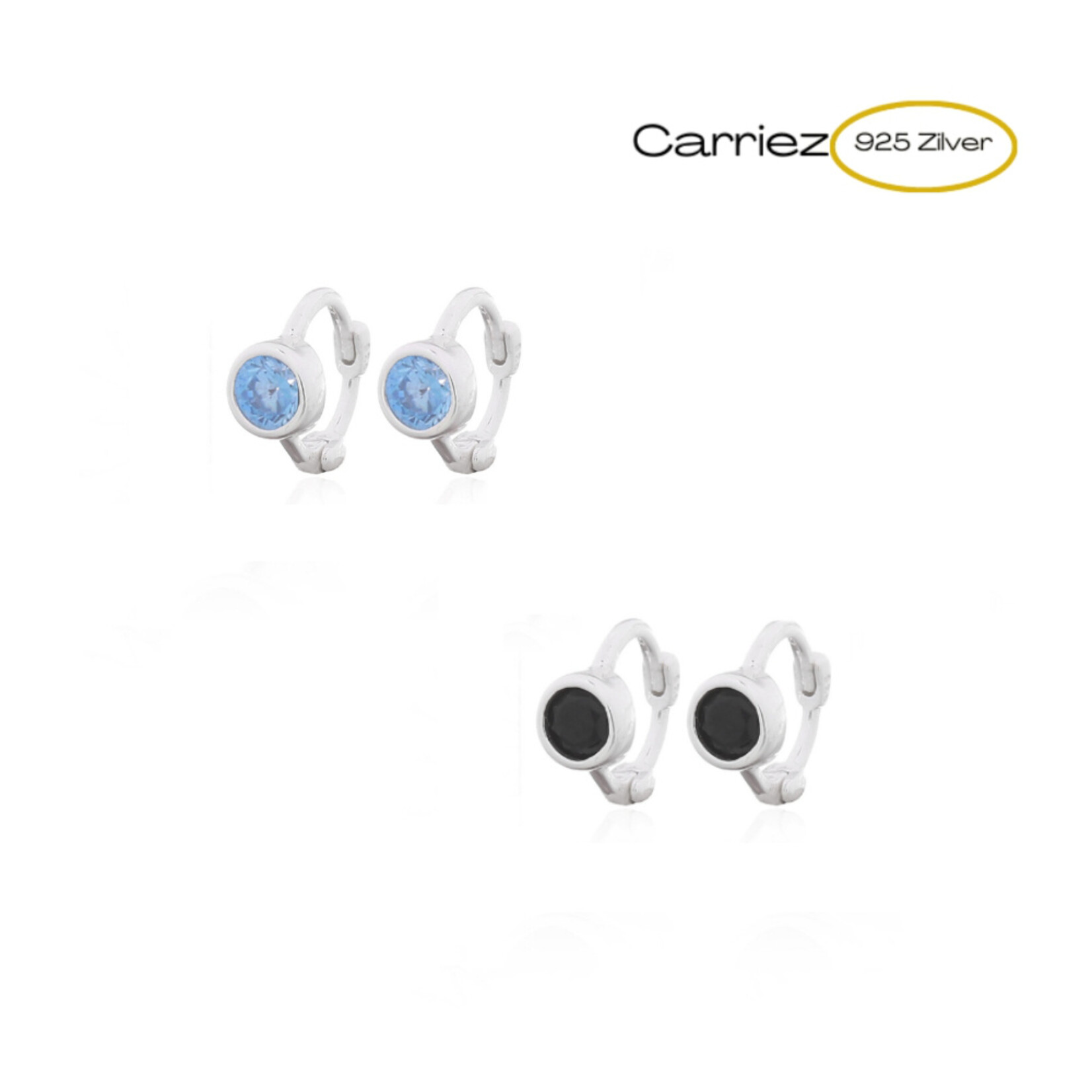 Carriez Mini huggie oorringen blauw of zwarte cz - 925 zilver