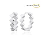 Carriez Zilveren kleine ruit huggie hoops - 925 zilver