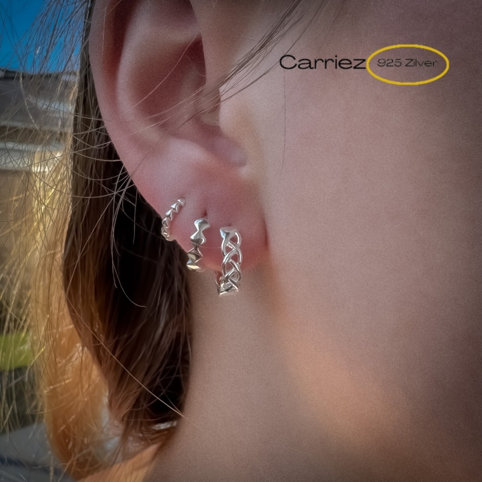 Carriez 925 Zilveren Keltische knoop oorringen